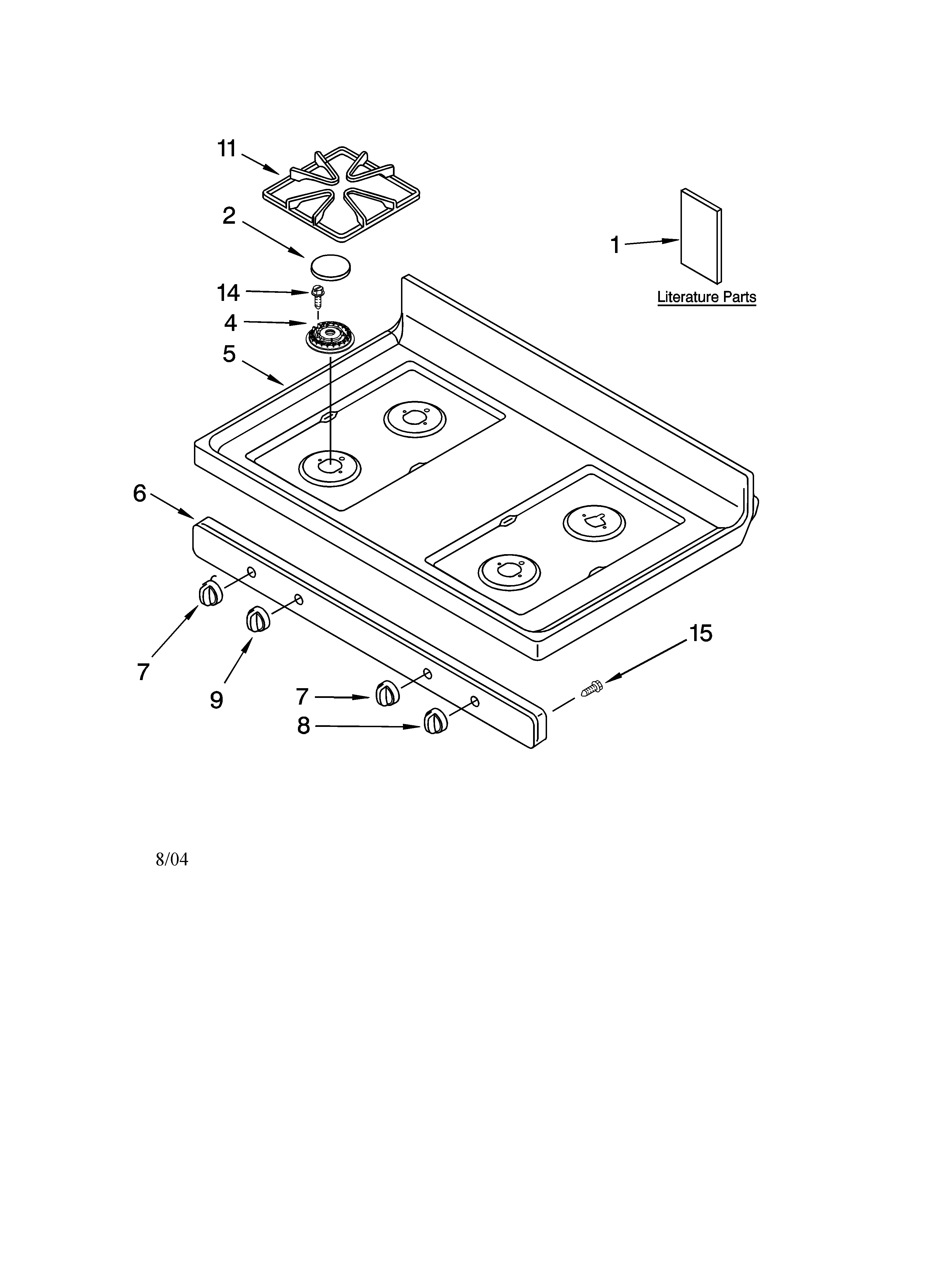 Kenmore 66572133301 cooktop parts diagram