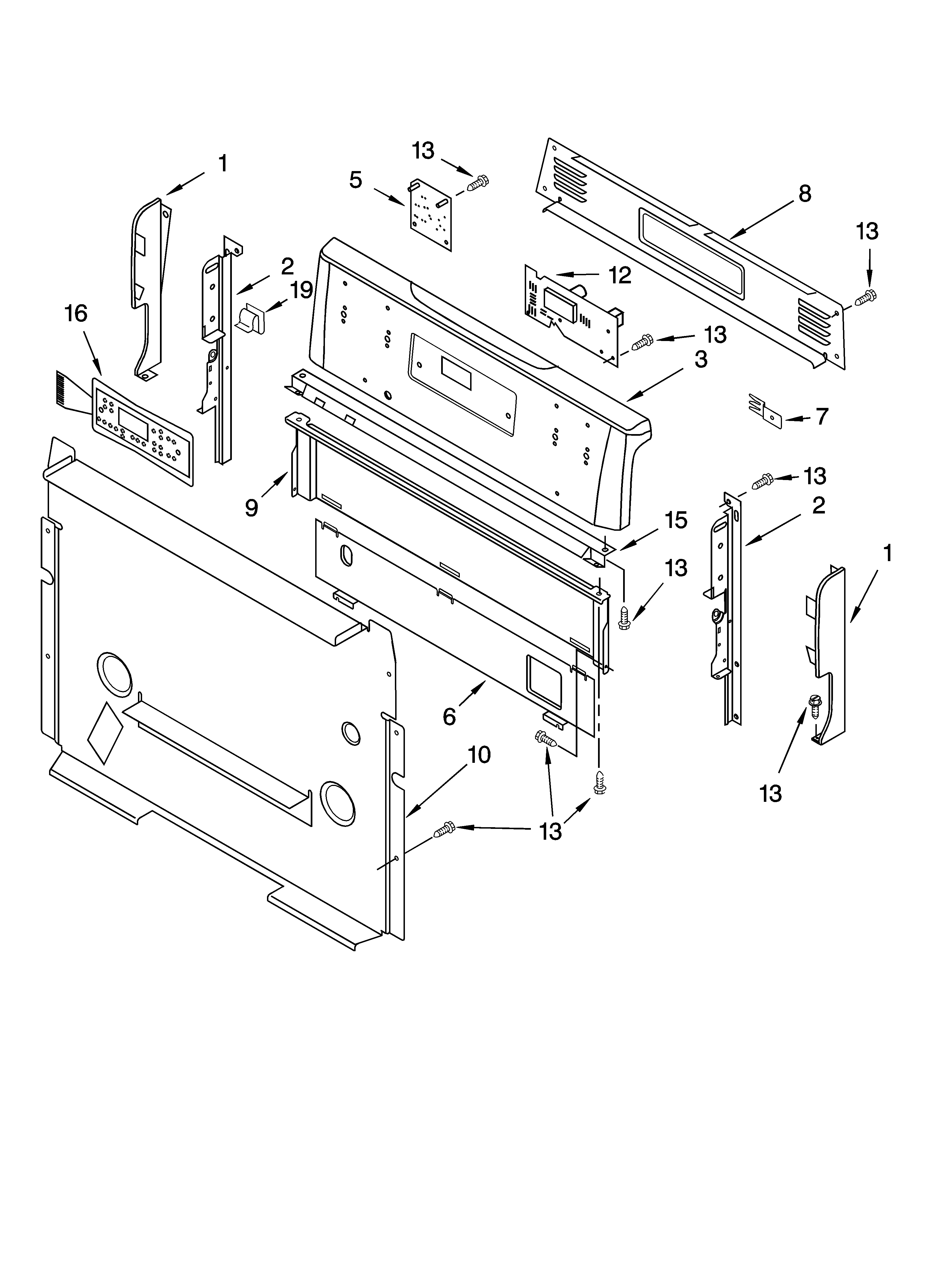 Kenmore 66572133301 control panel parts diagram
