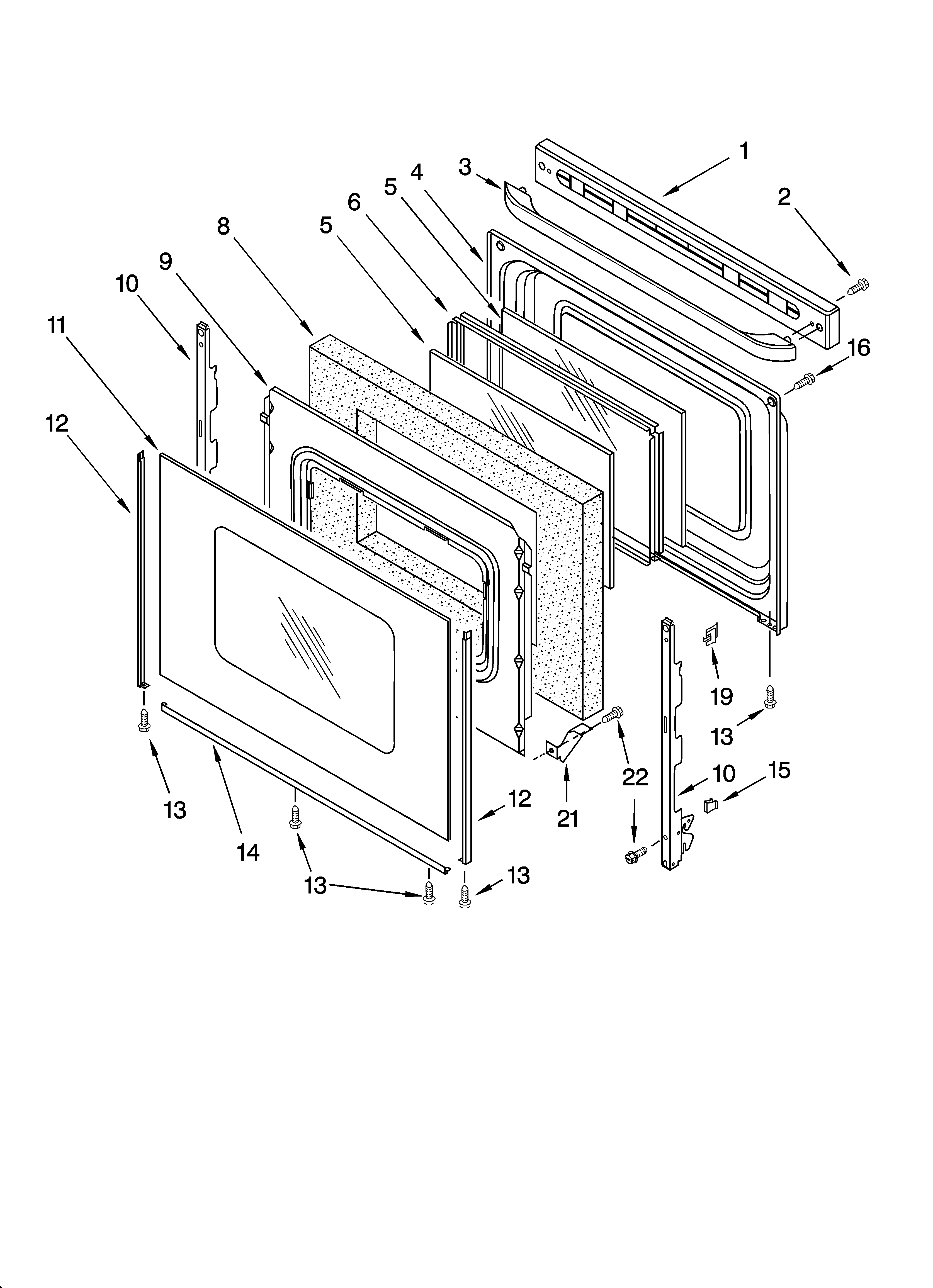 Kenmore 66572133301 door parts diagram