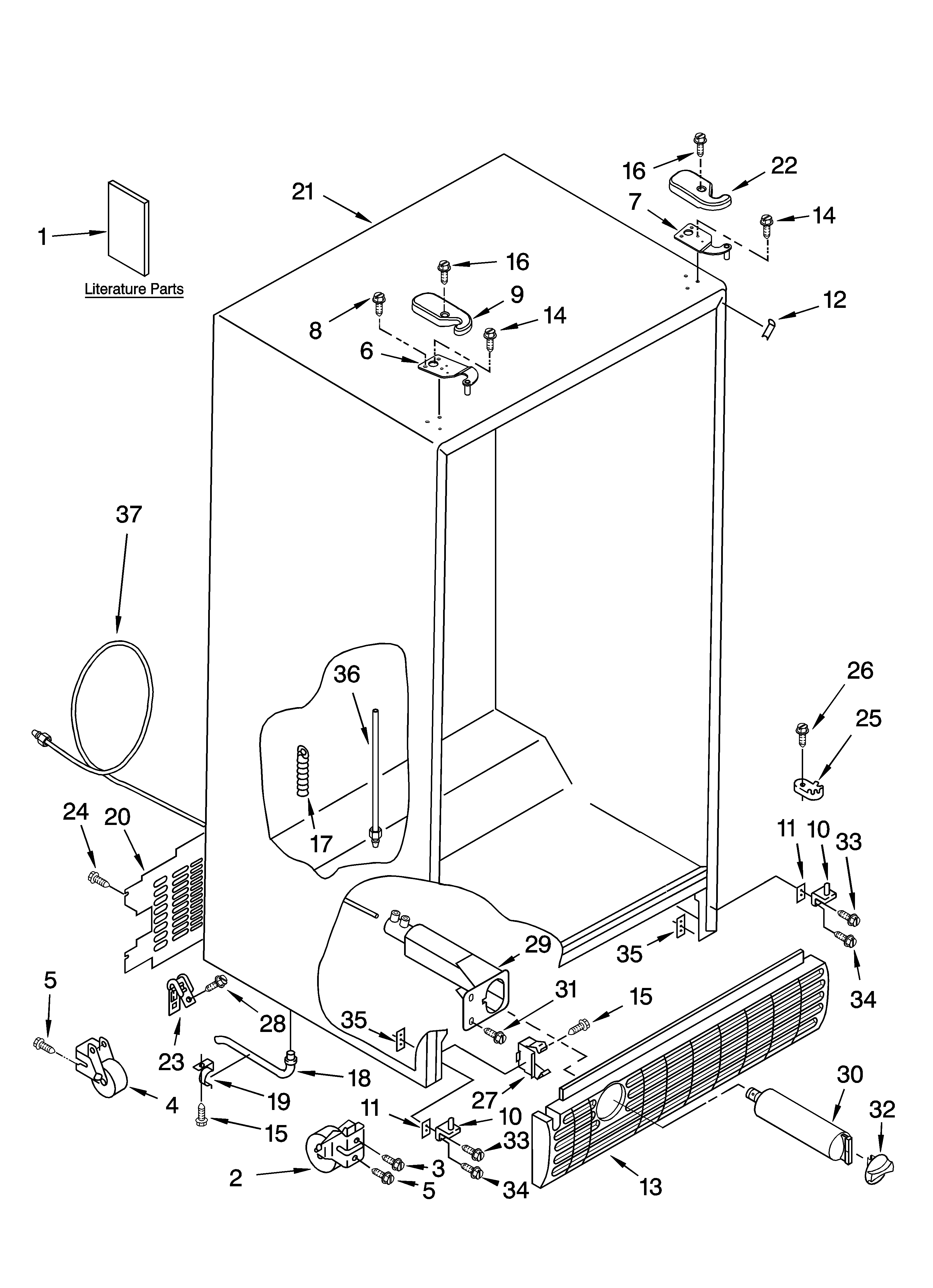 Kenmore 10654534400 cabinet parts diagram