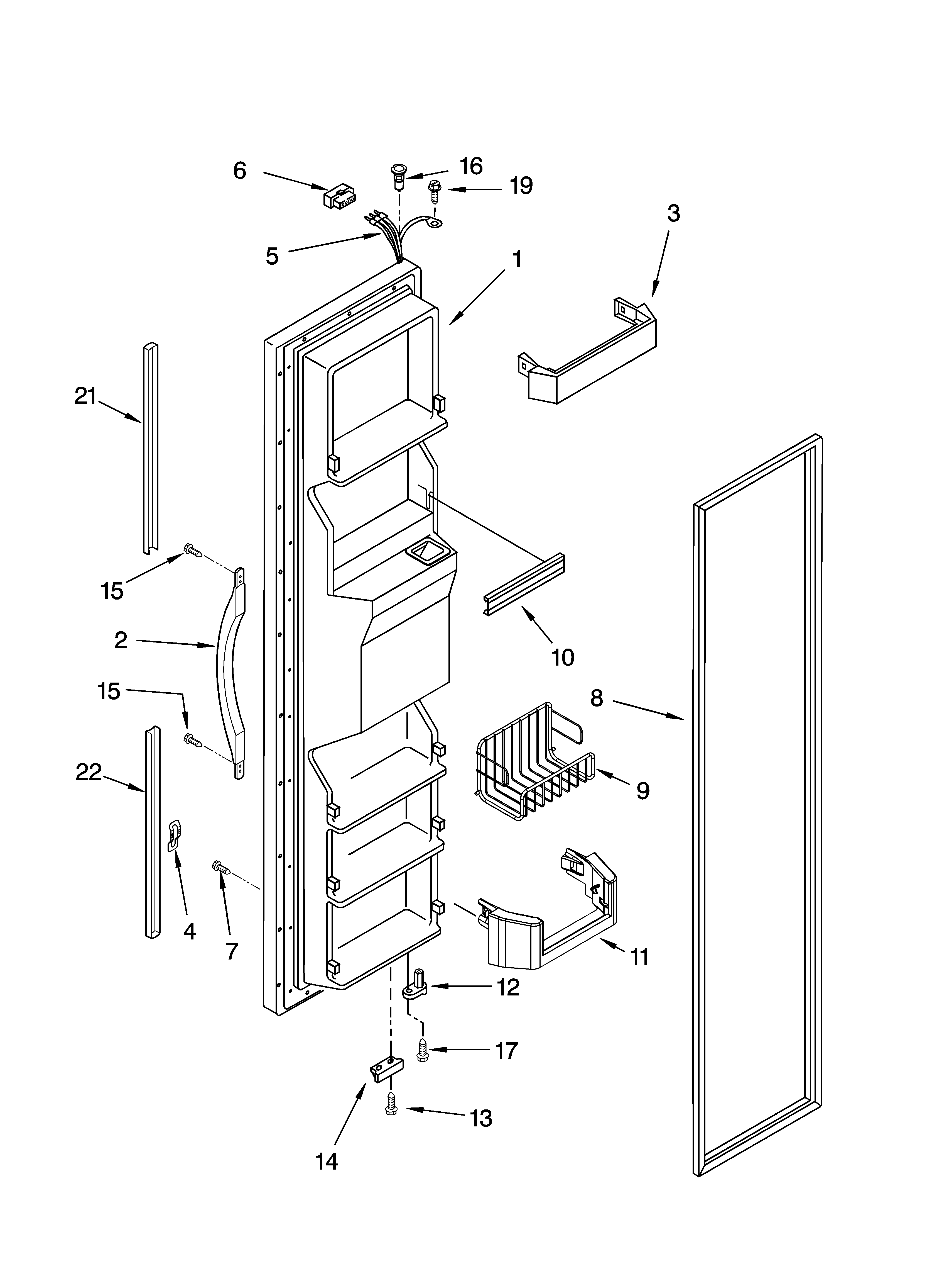Kenmore 10654534400 freezer door parts diagram