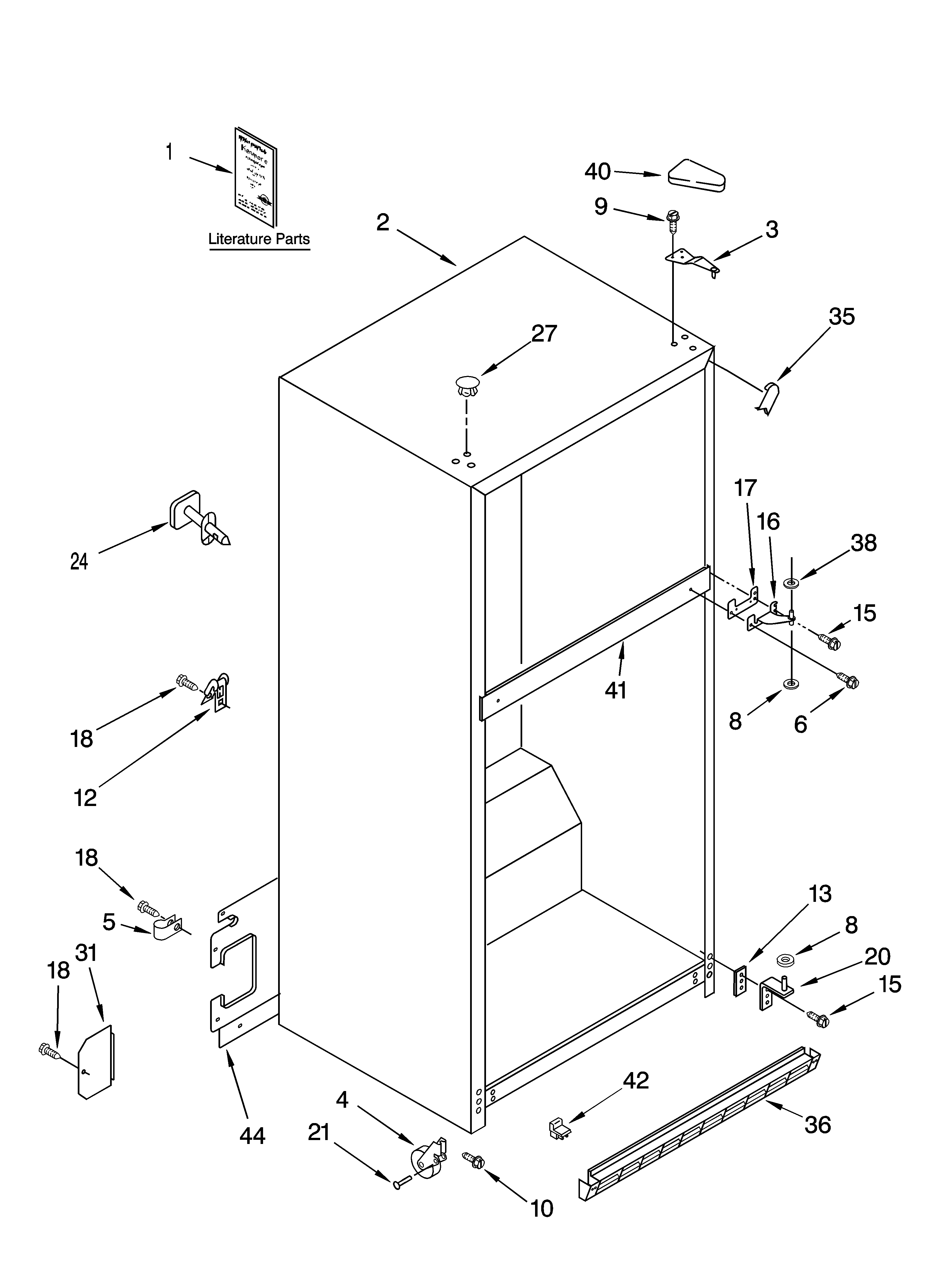 Kenmore 10677292790 cabinet parts diagram