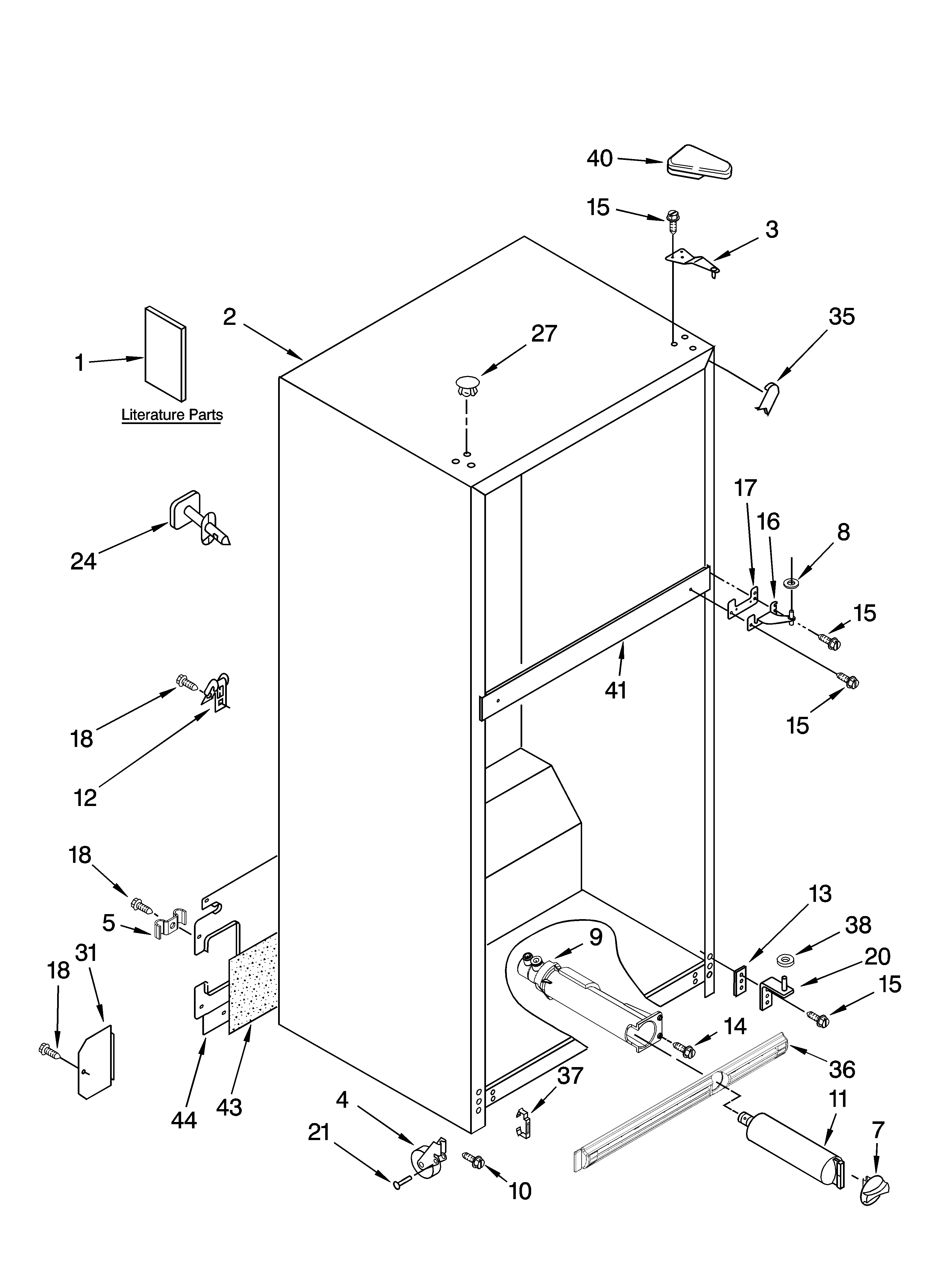 Kenmore 10675246400 cabinet parts diagram