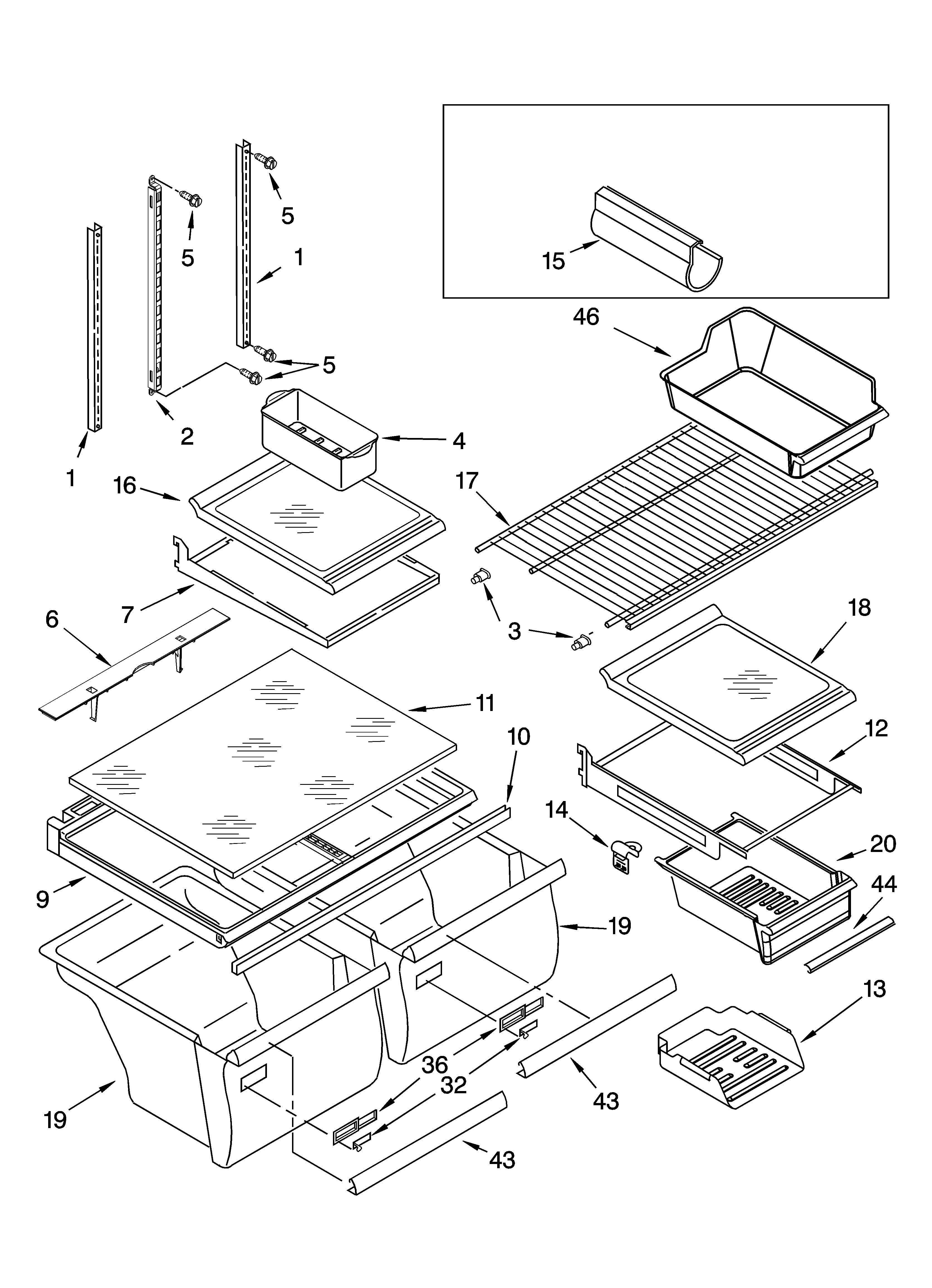 Kenmore 10675246400 shelf parts diagram