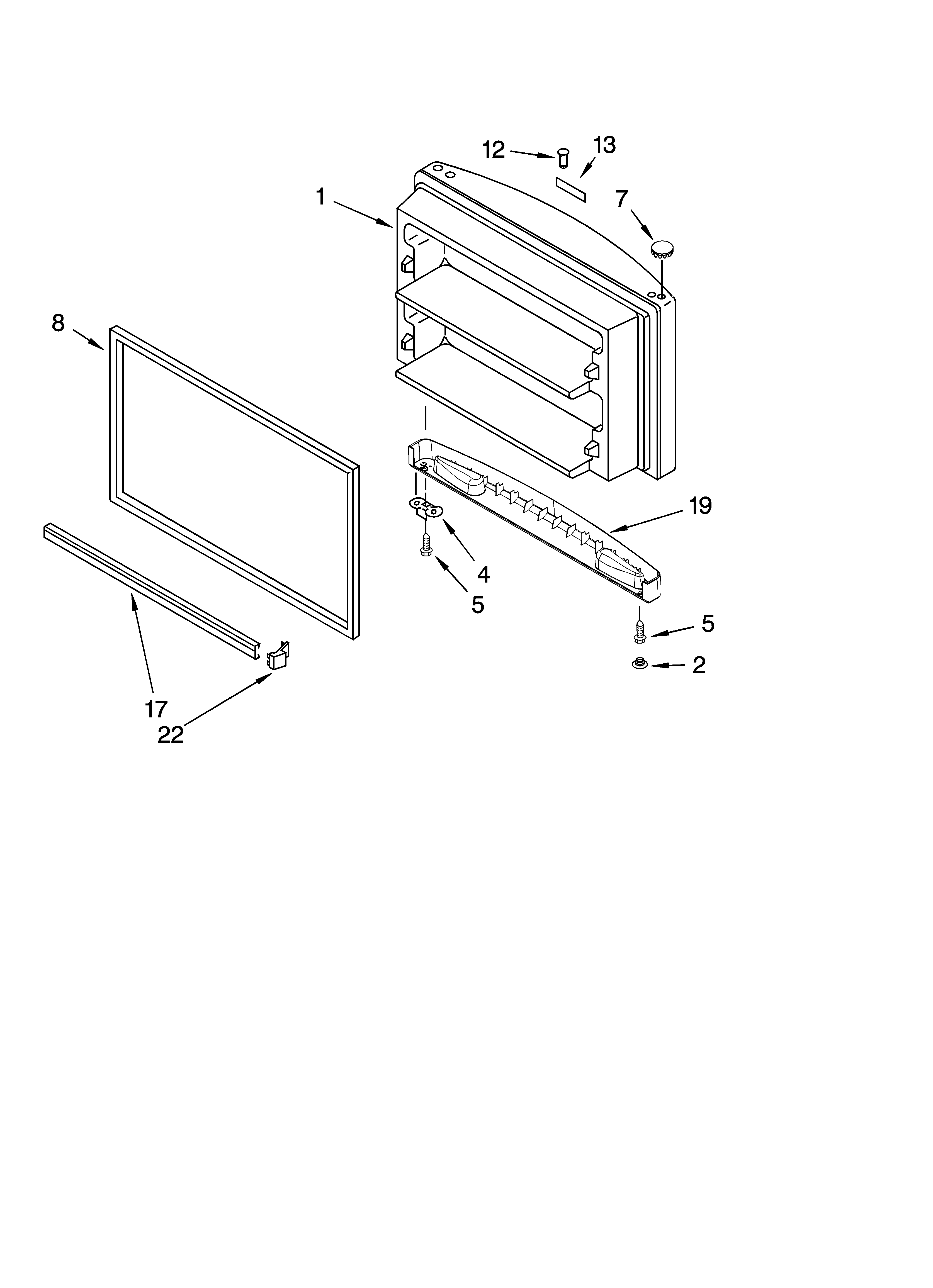 Kenmore 10675246400 freezer door parts diagram