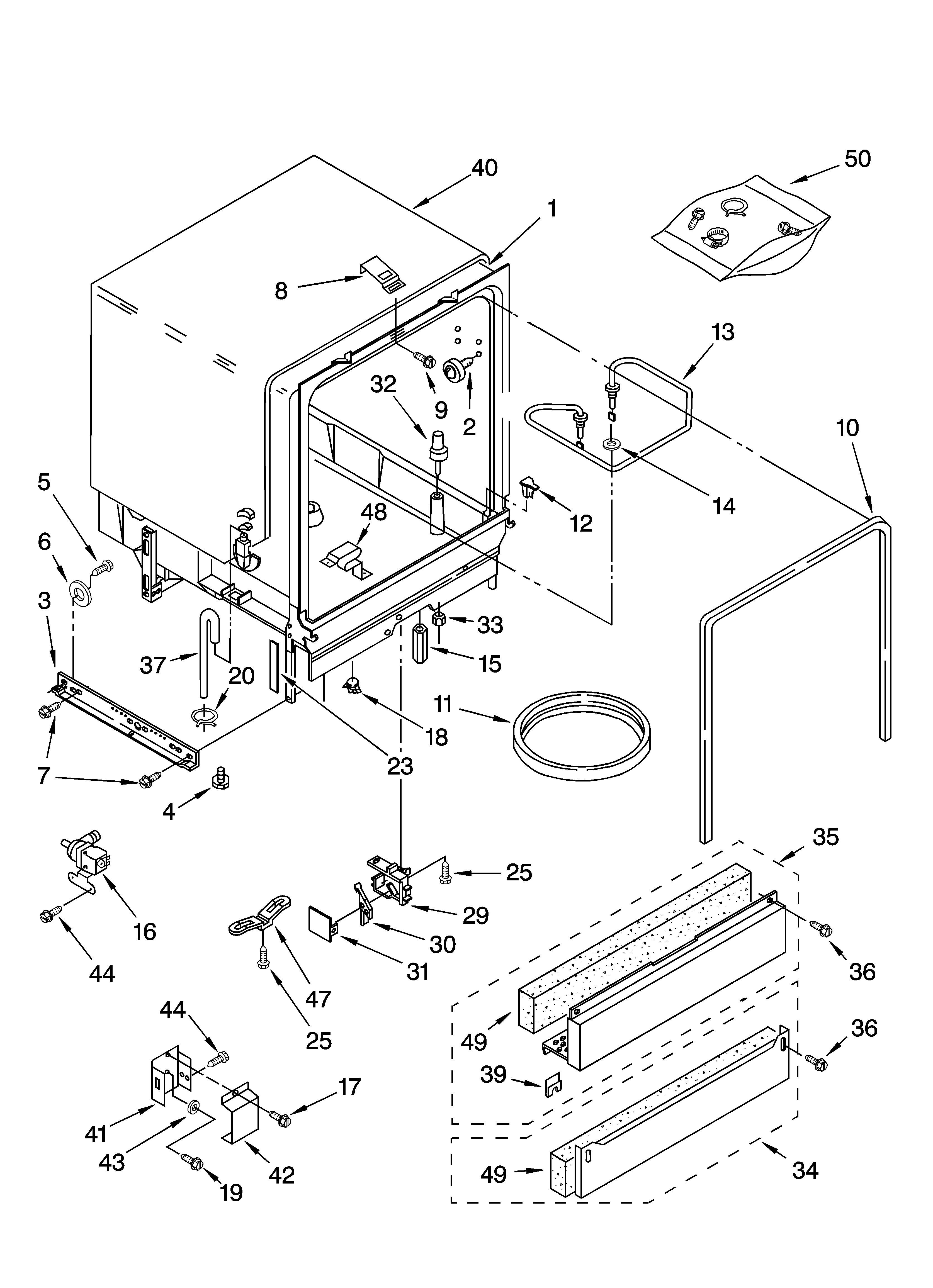 Kenmore 66517003400 tub assembly parts diagram