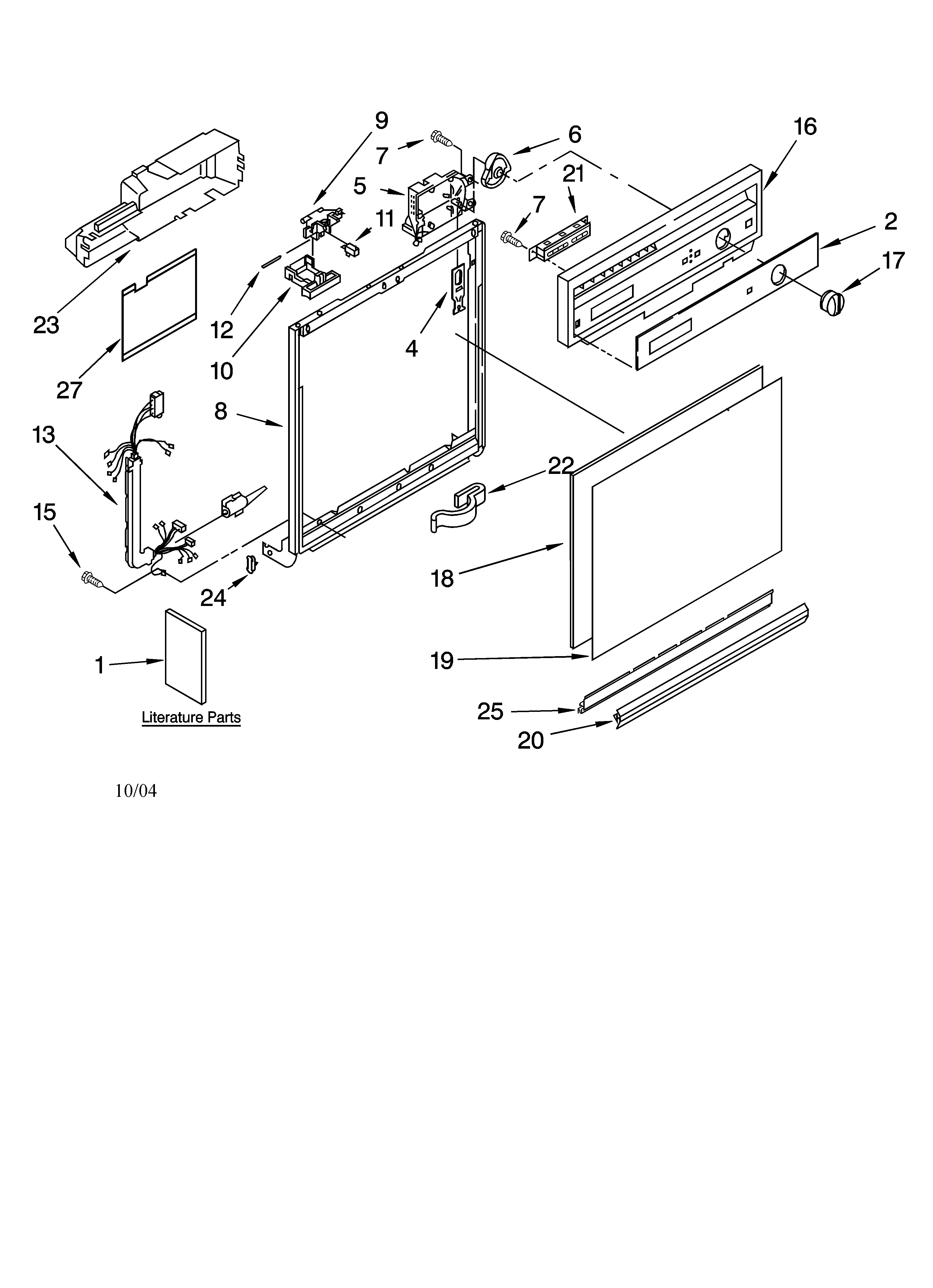 Kenmore 665744520 frame and console parts diagram