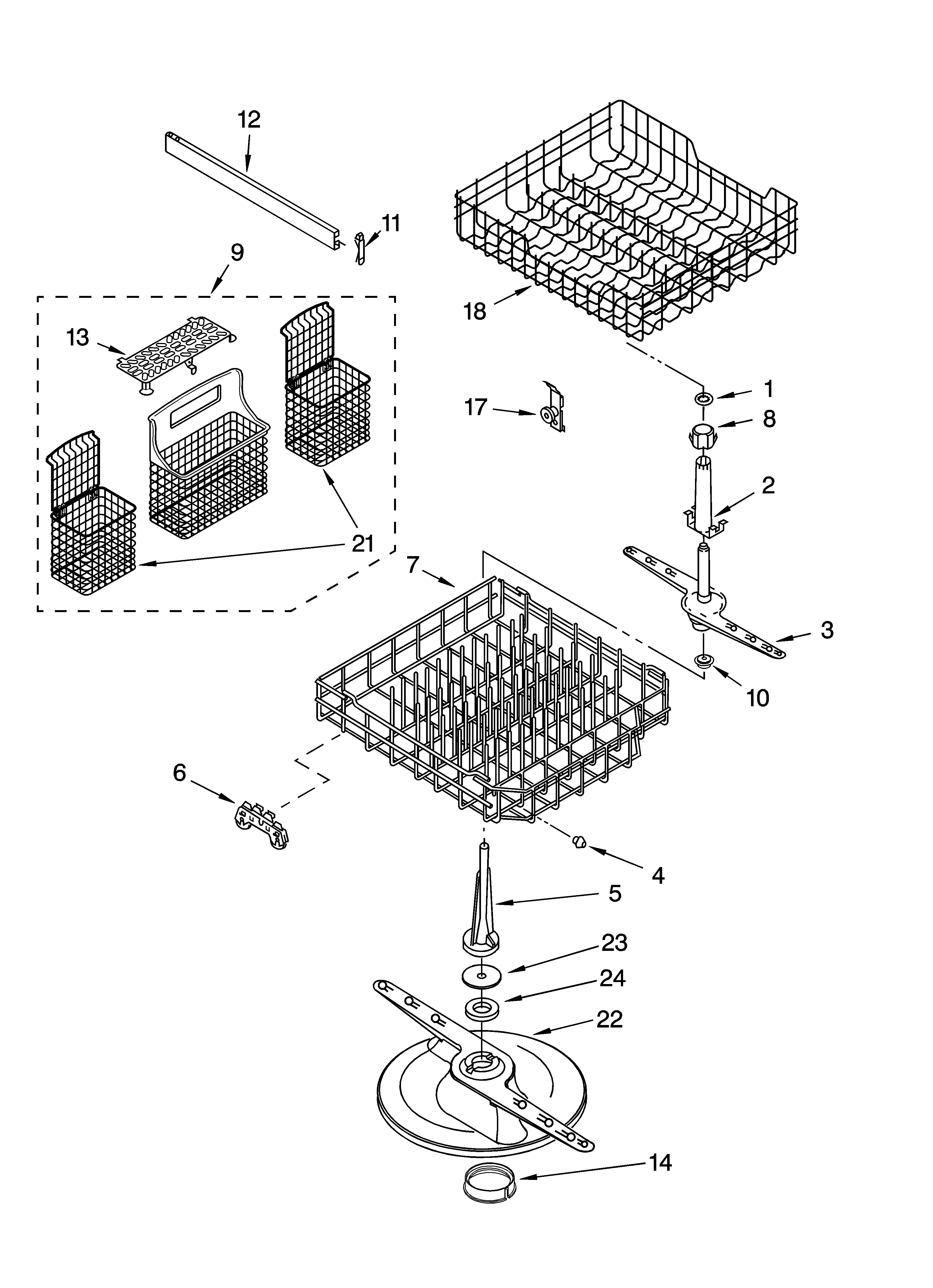 Kenmore 665744520 dishrack parts diagram