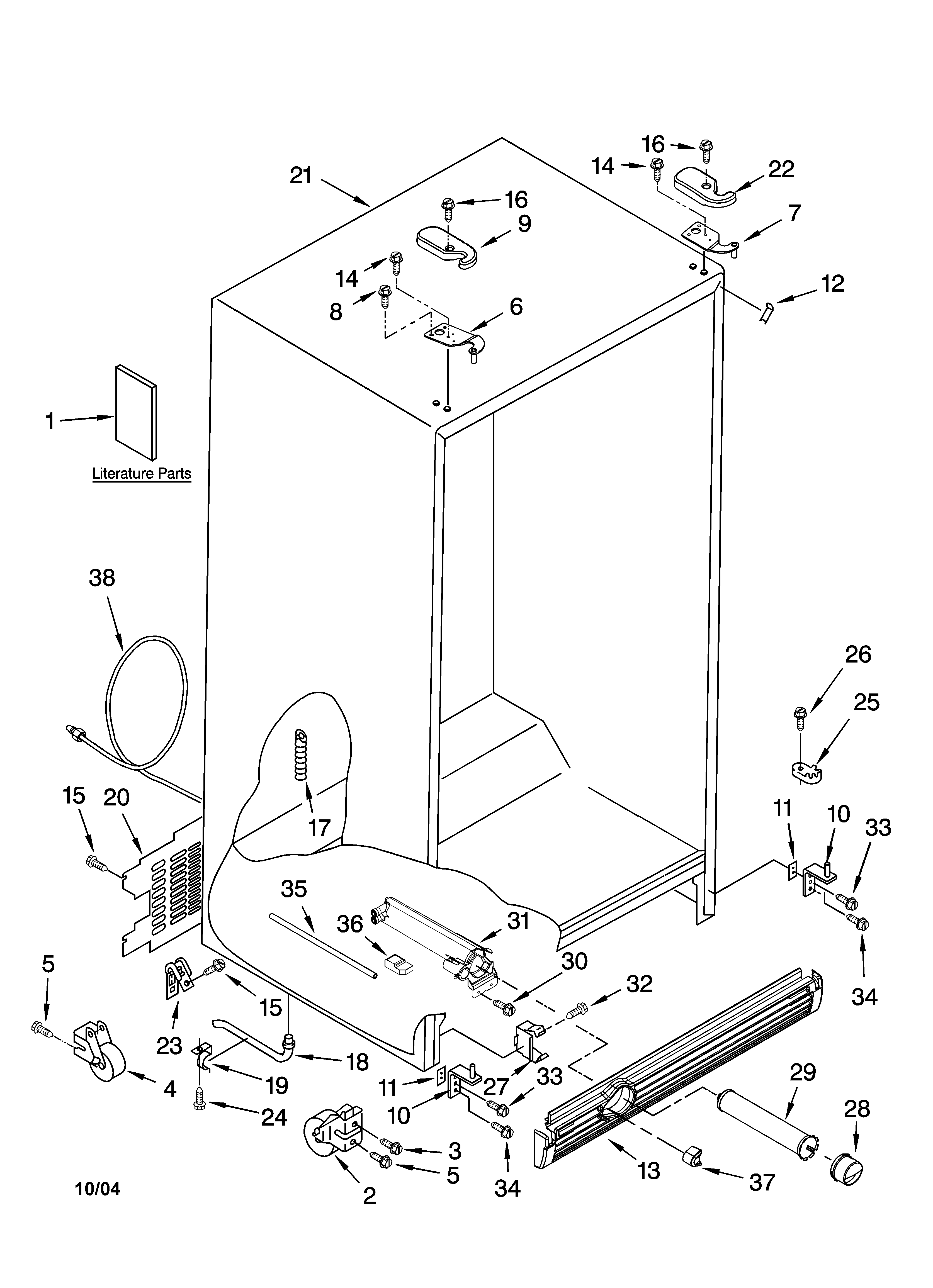 Kenmore 10654594400 cabinet parts diagram