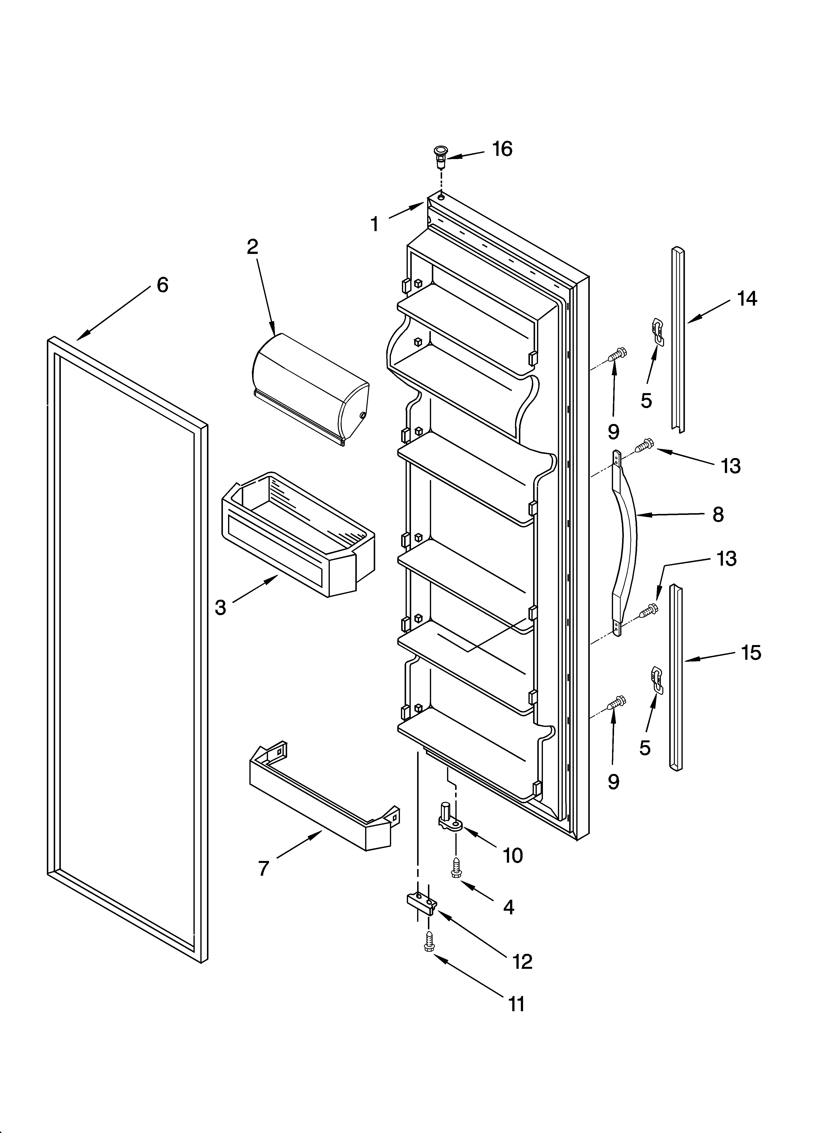 Kenmore 10654594400 refrigerator door parts diagram