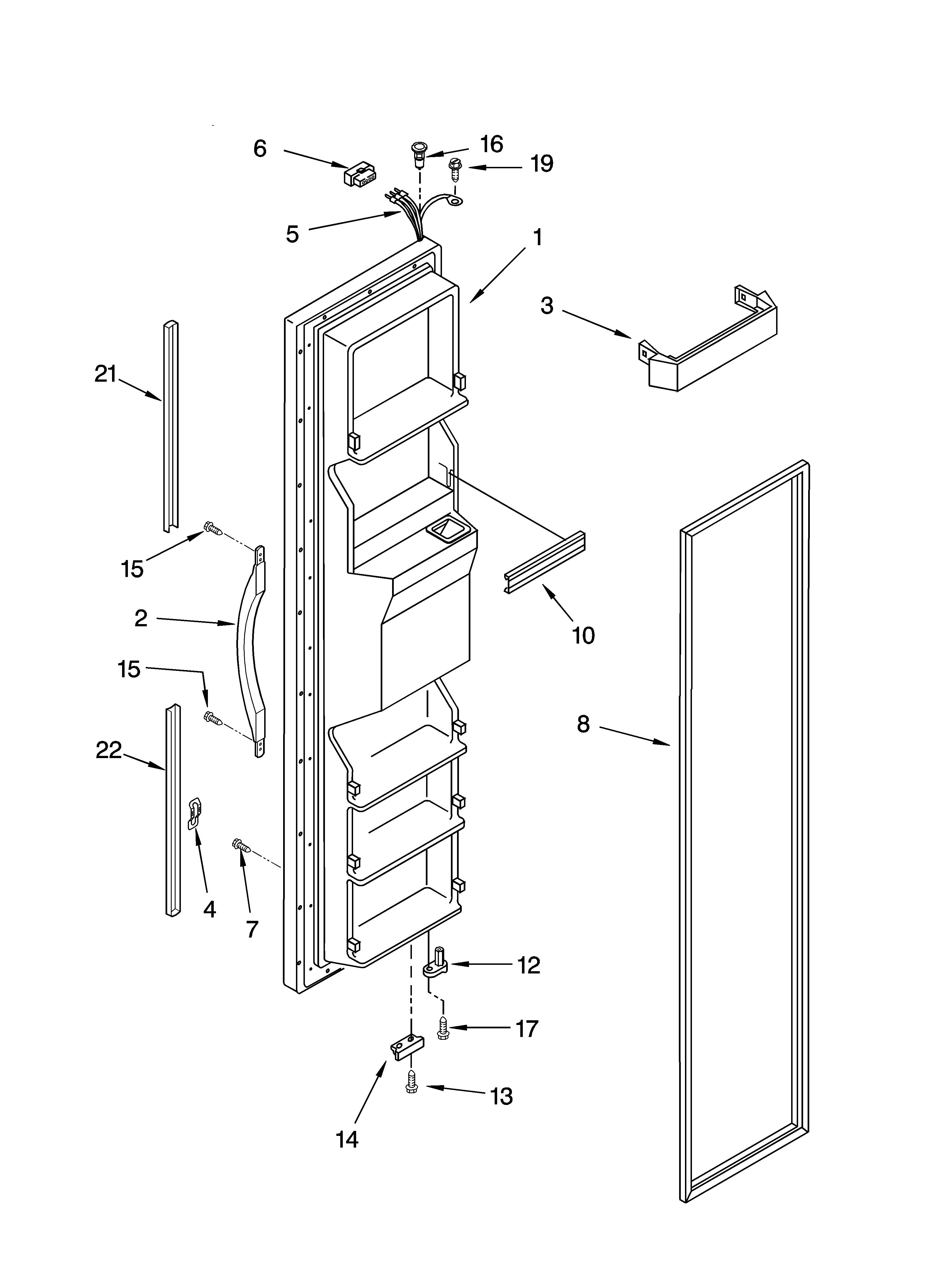 Kenmore 10654594400 freezer door parts diagram