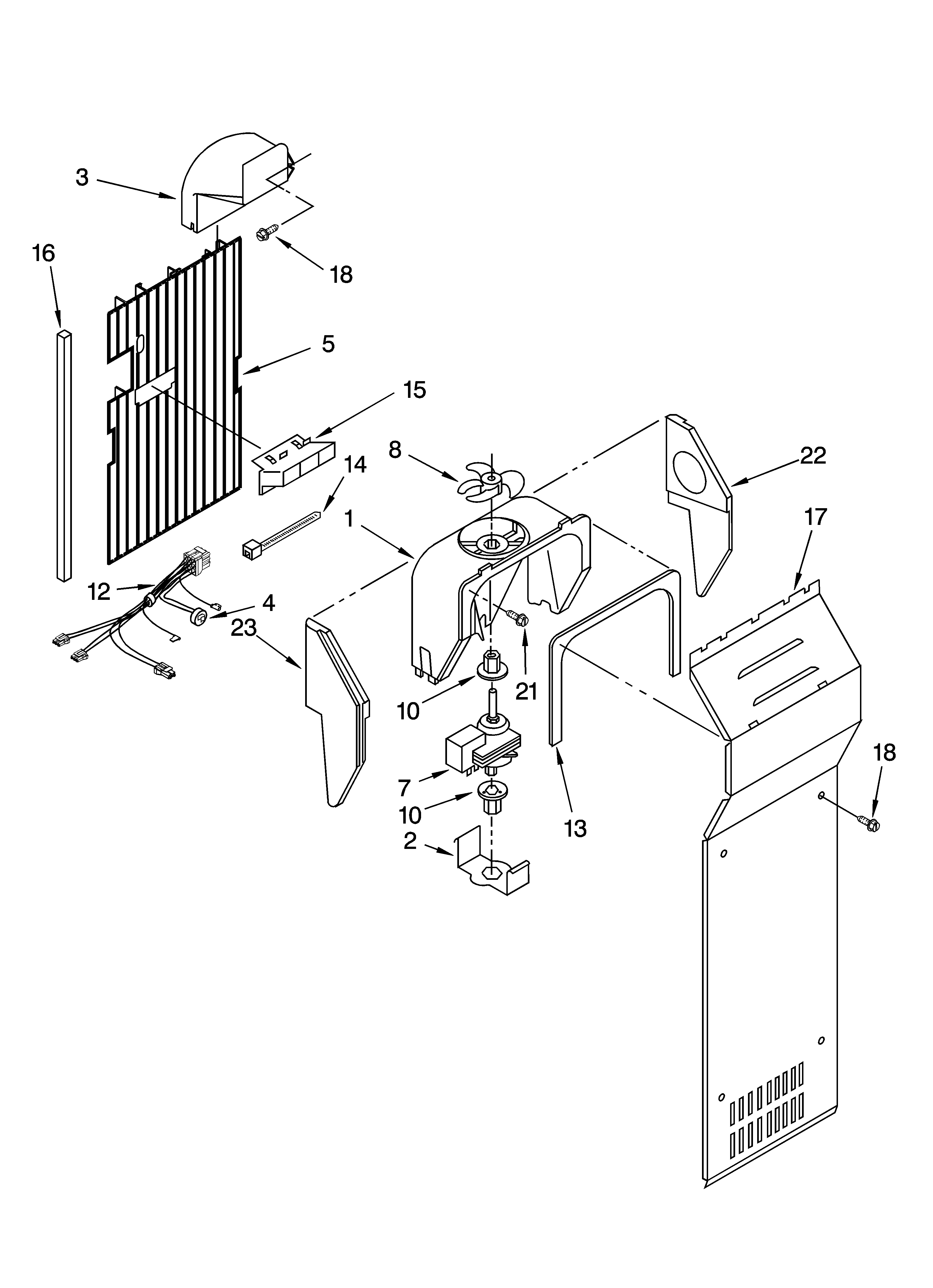 Kenmore 10654594400 air flow parts diagram