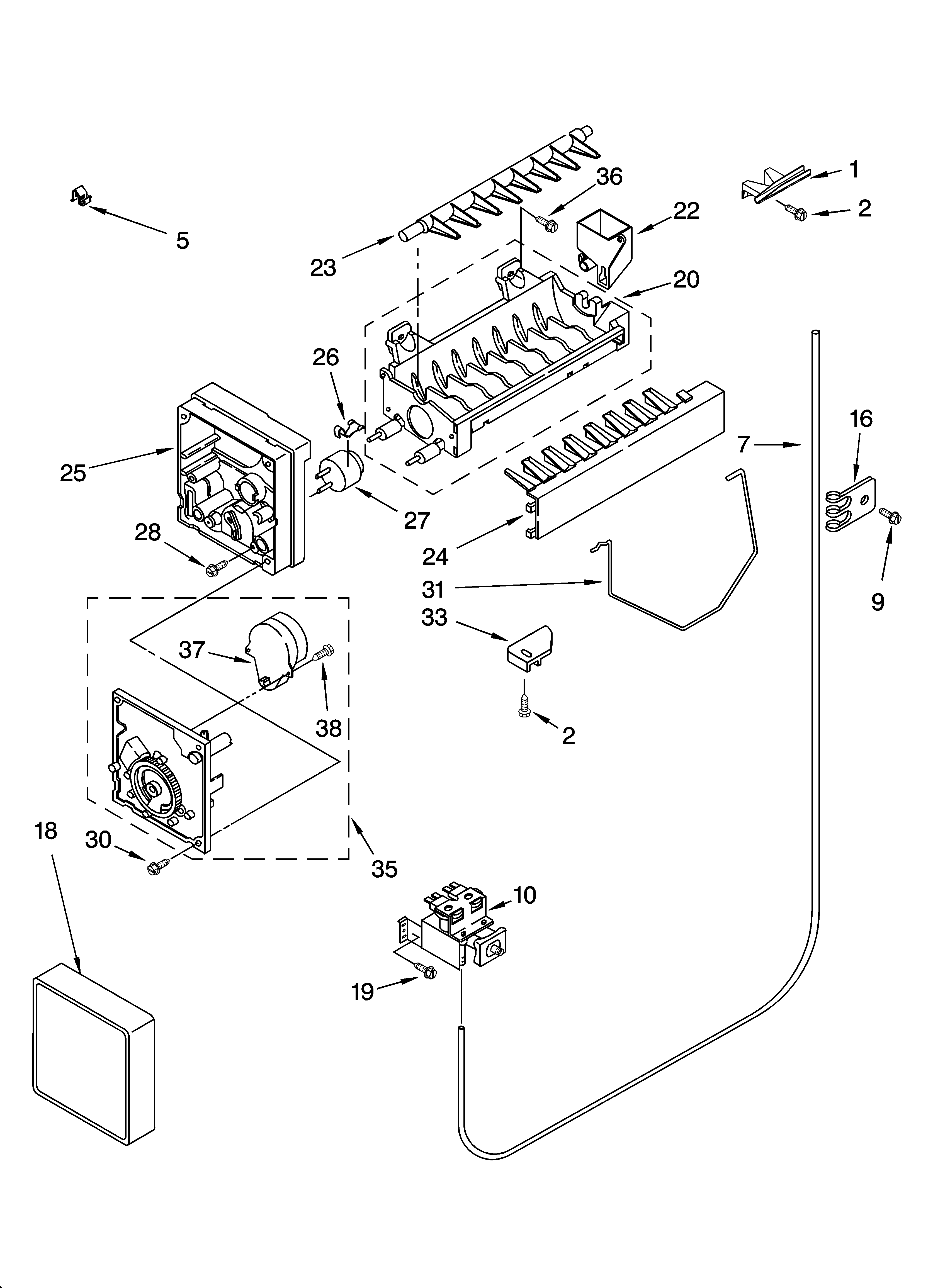 Kenmore 10654594400 icemaker parts, optional parts diagram