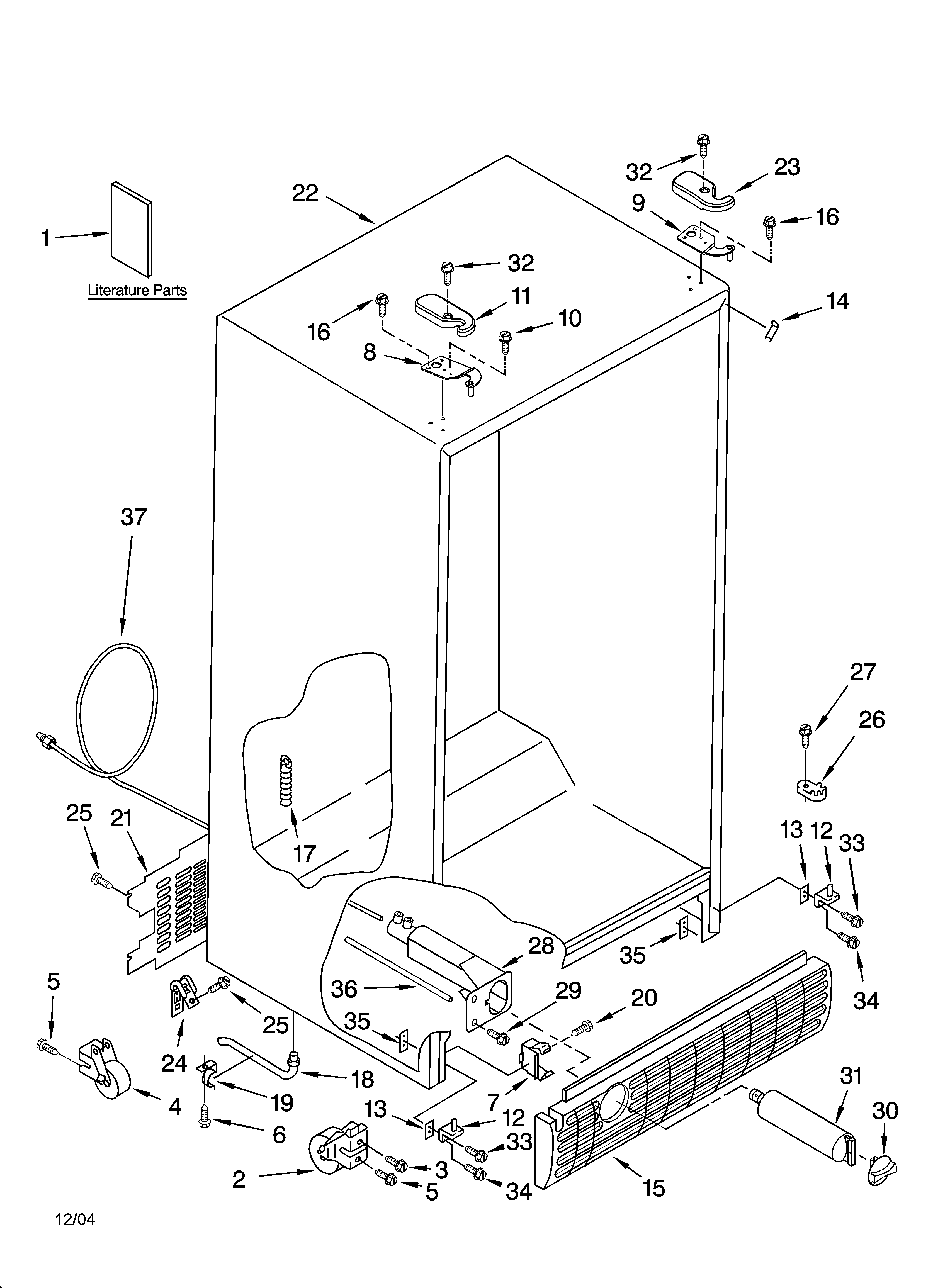 Kenmore 10654244400 cabinet parts diagram