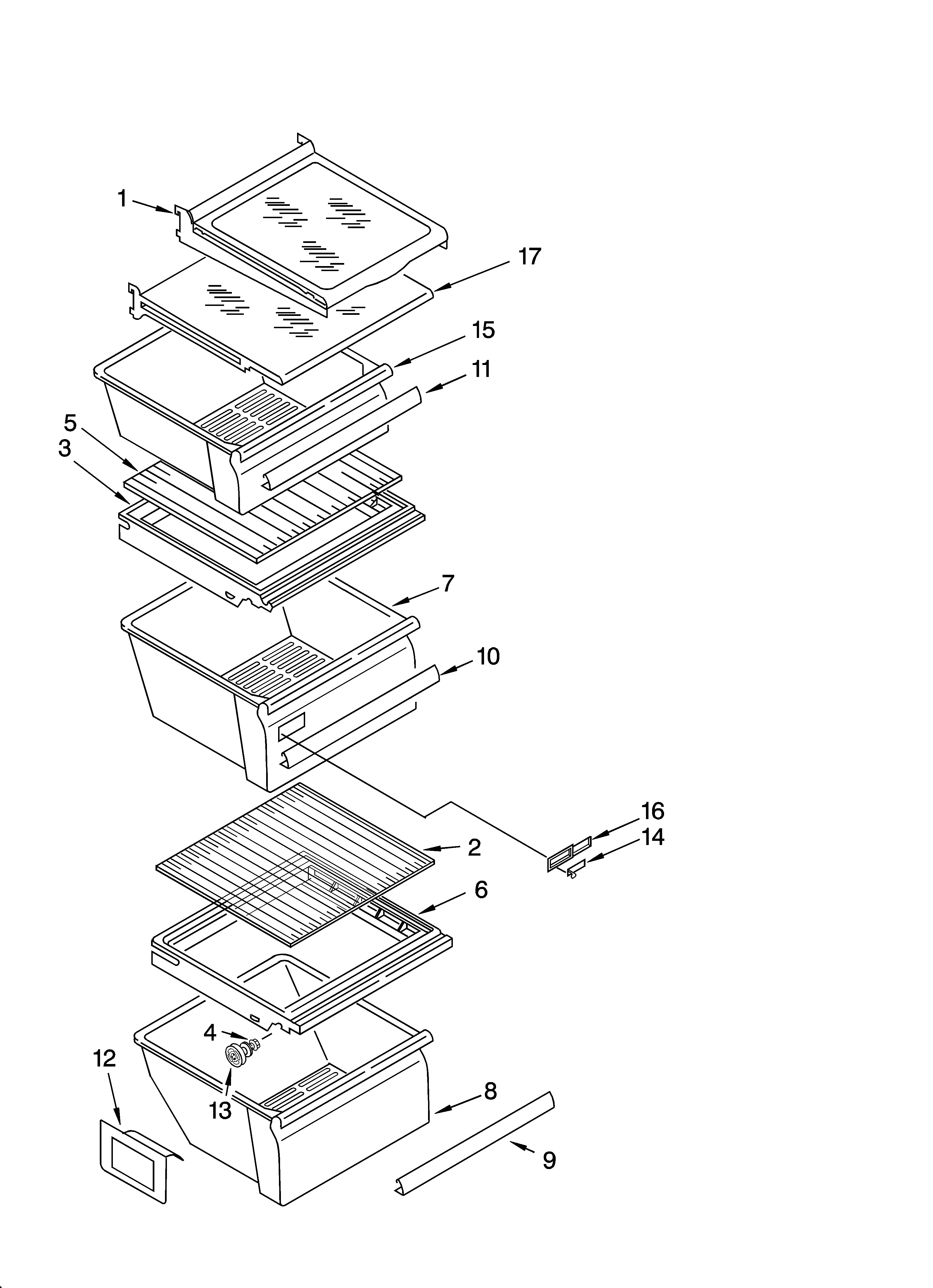 Kenmore 10656344500 refrigerator shelf parts diagram