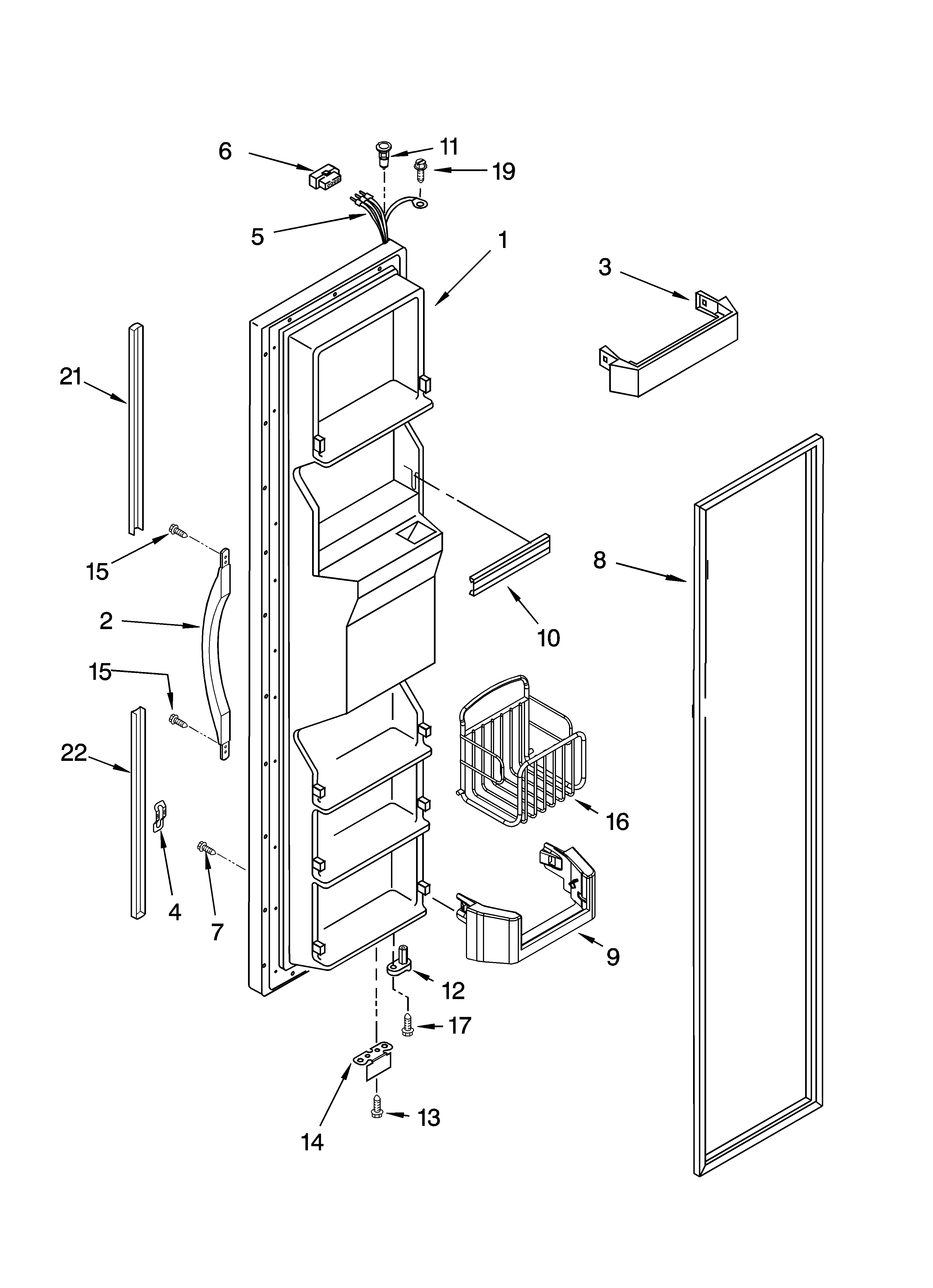 Kenmore 10656344500 freezer door parts diagram