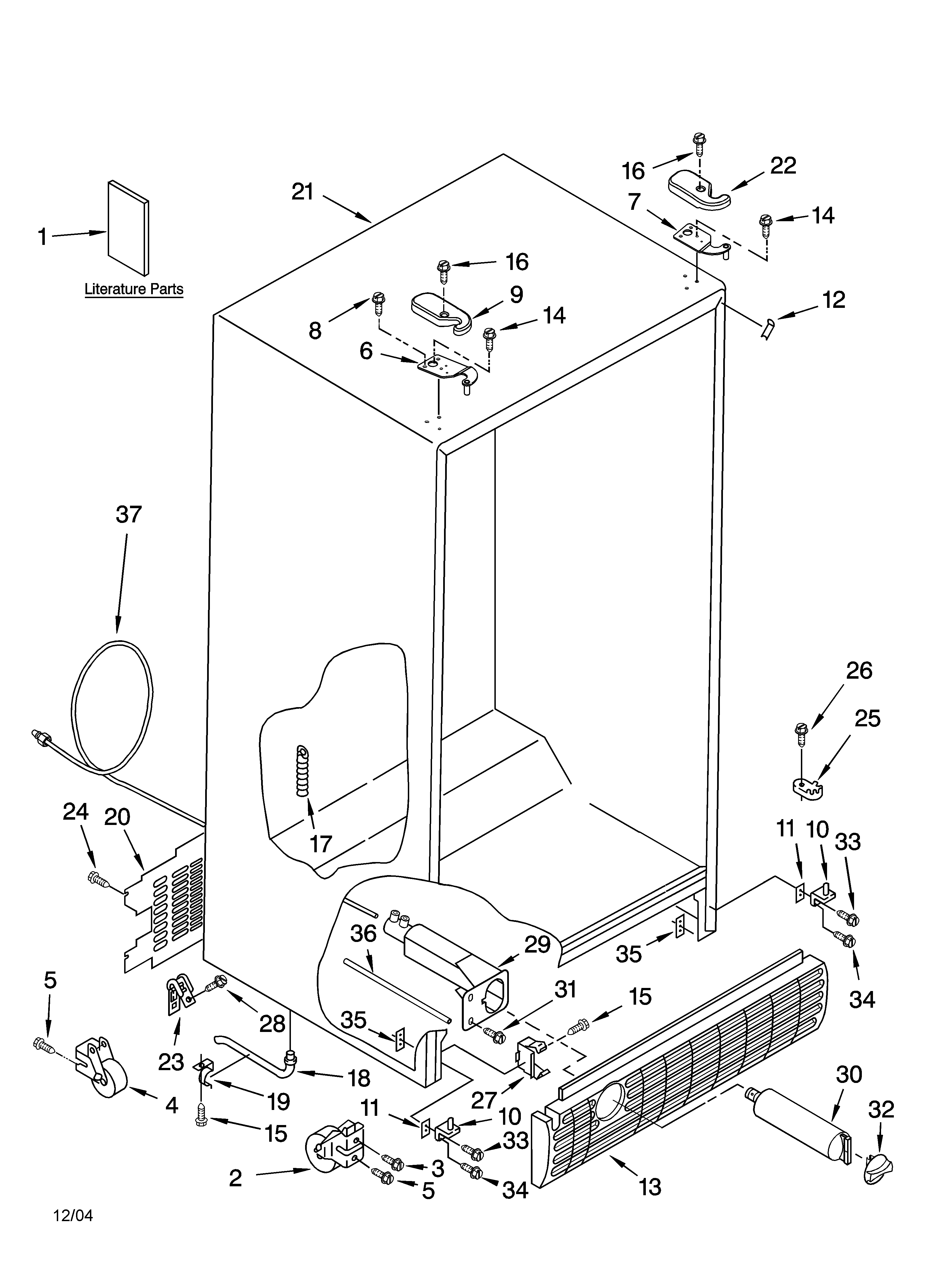 Kenmore 10656654500 cabinet parts diagram