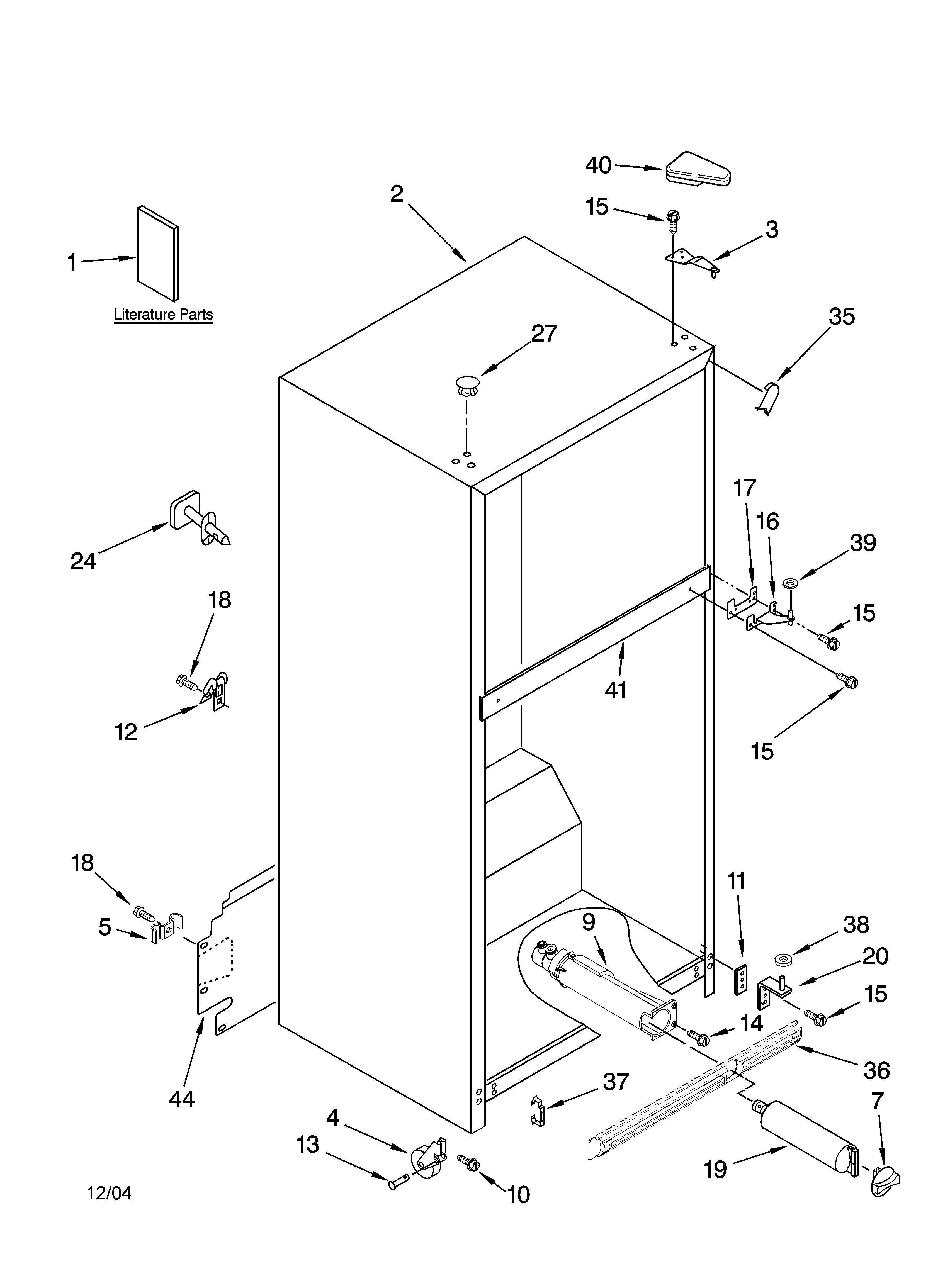 Kenmore 10676949400 cabinet parts diagram