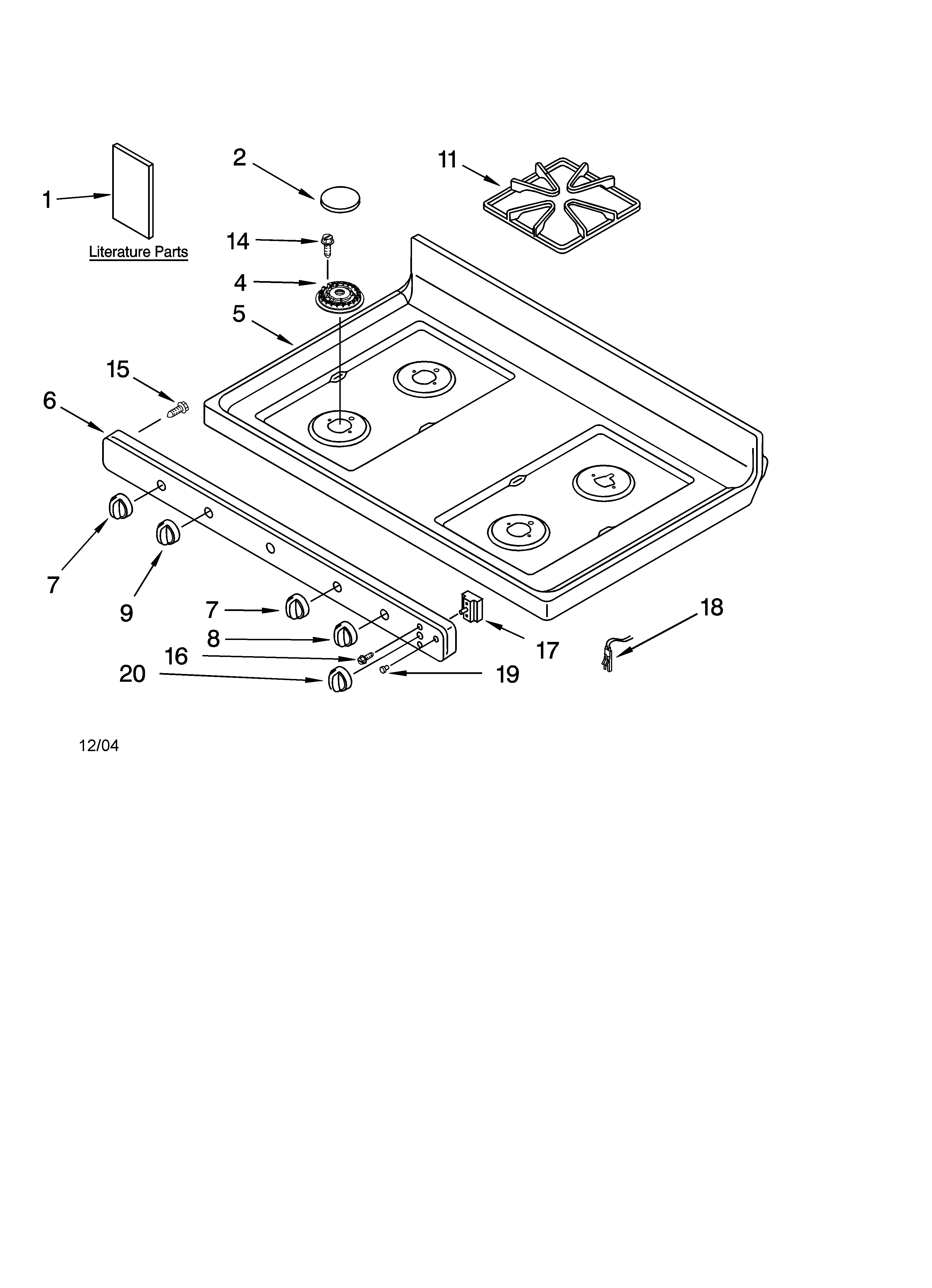 Kenmore 66572163302 cooktop parts diagram