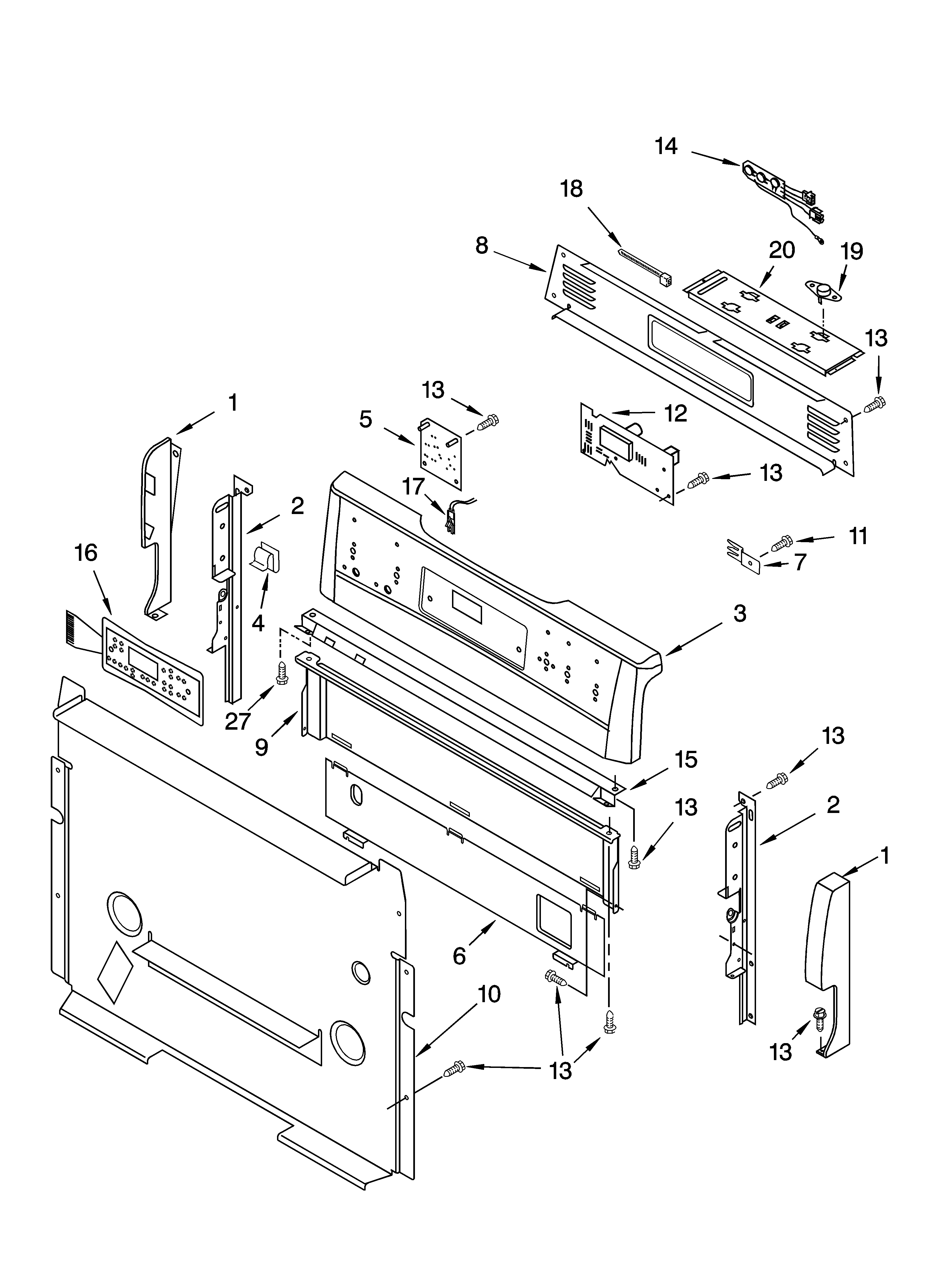 Kenmore 66572163302 control panel parts diagram