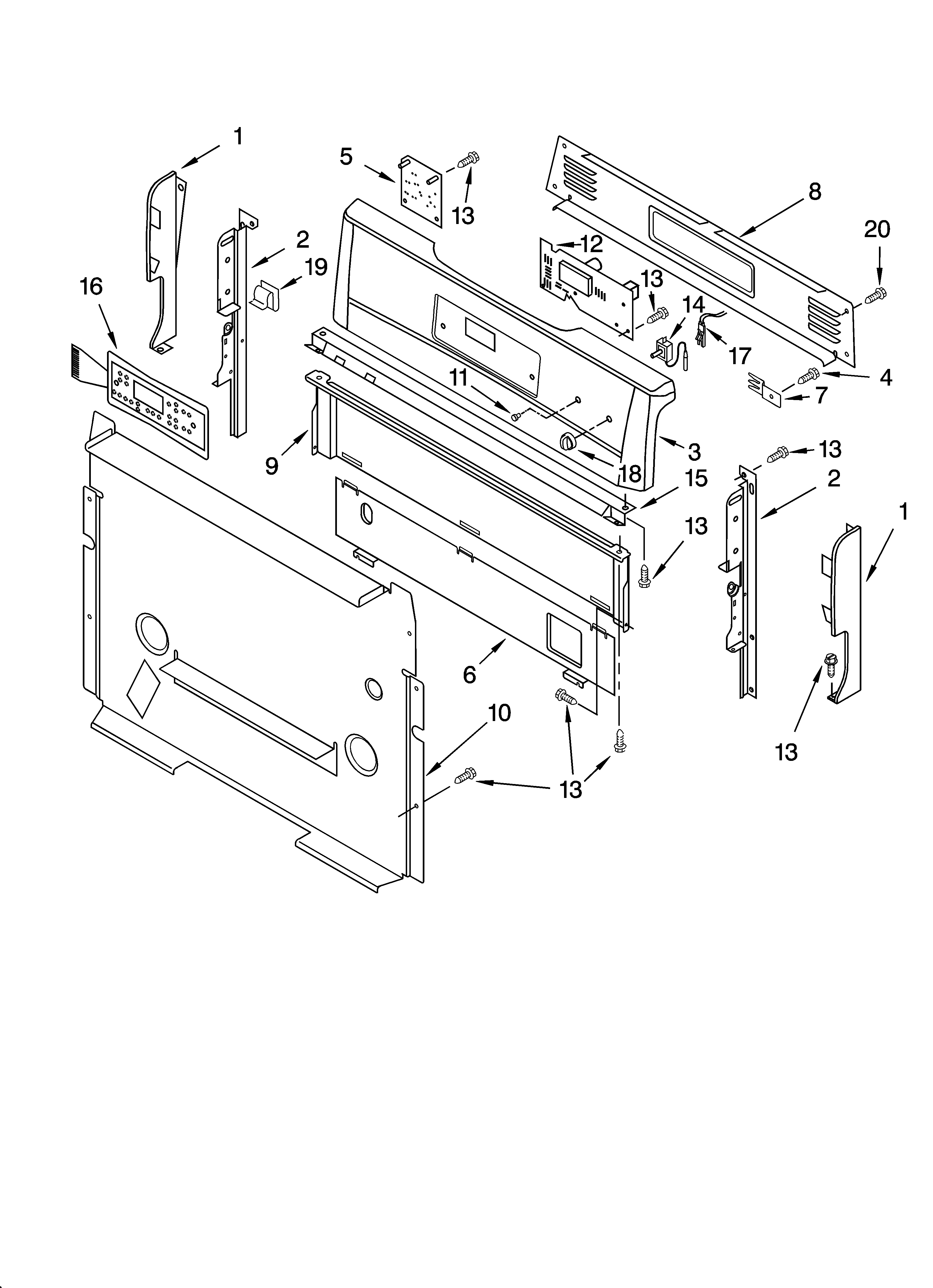 Kenmore 66572174302 control panel parts diagram