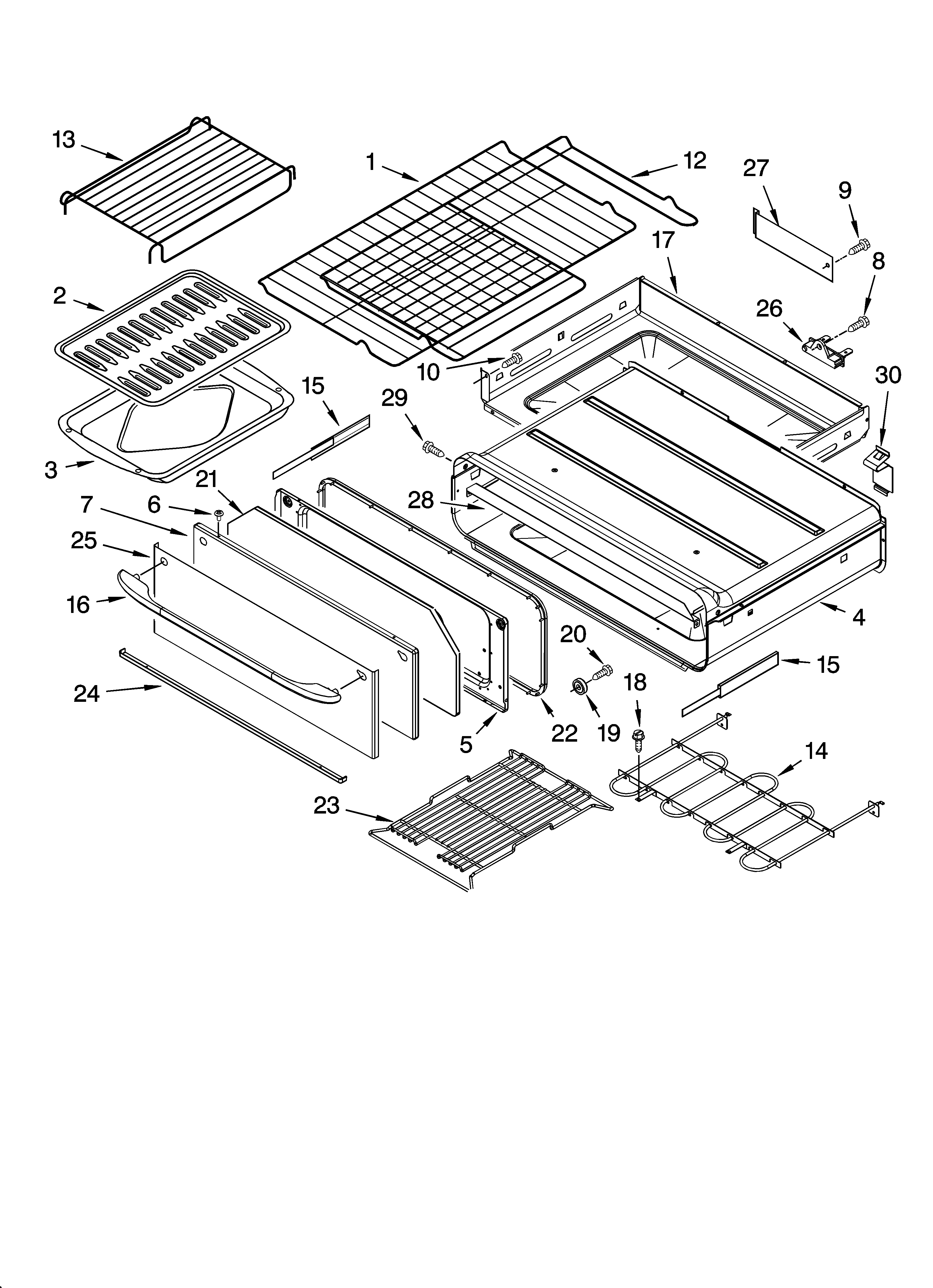Kenmore 66572174302 bake drawer & broiler parts, miscellaneous parts diagram