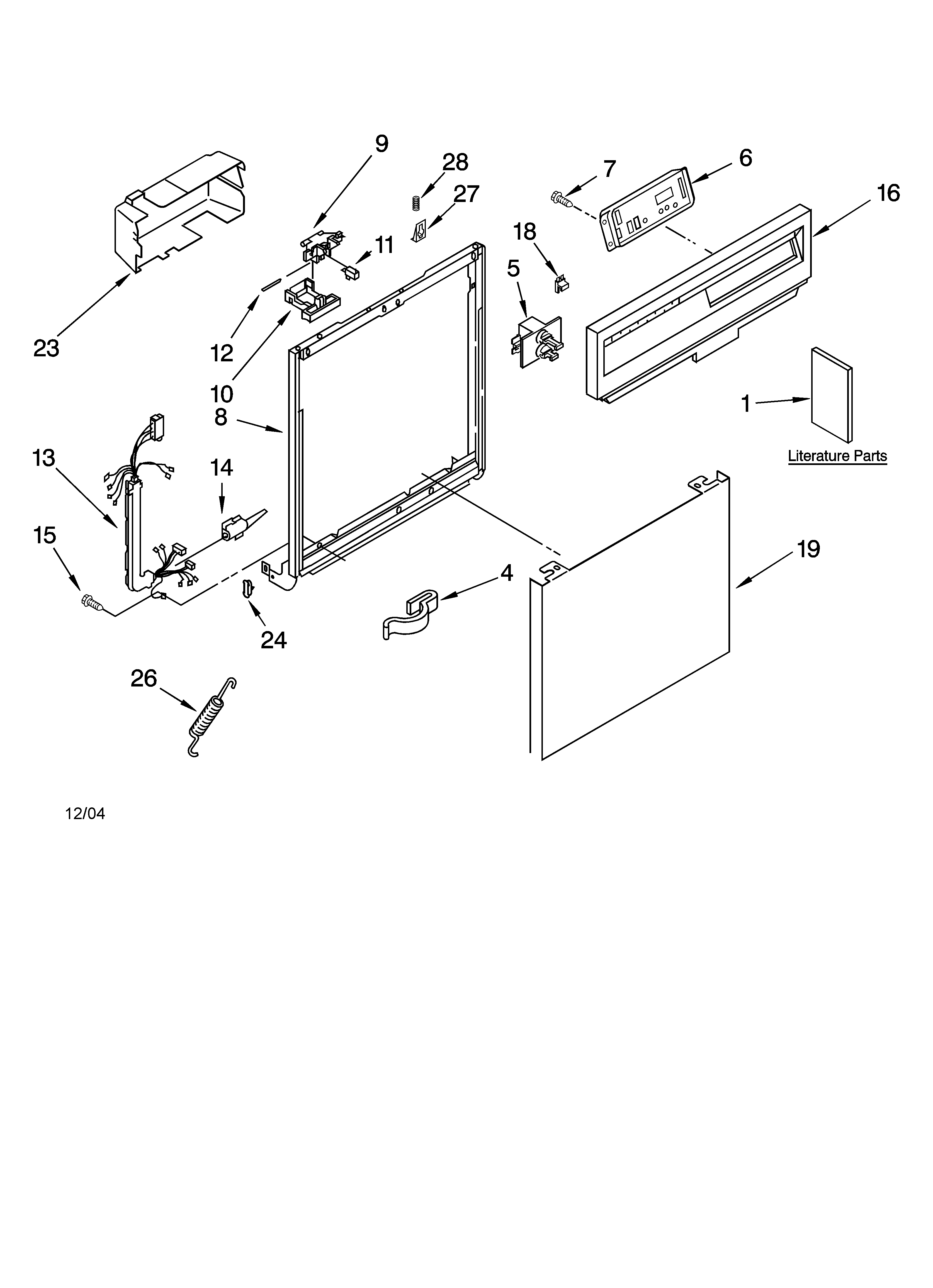 Kenmore 66574362400 frame and console parts diagram