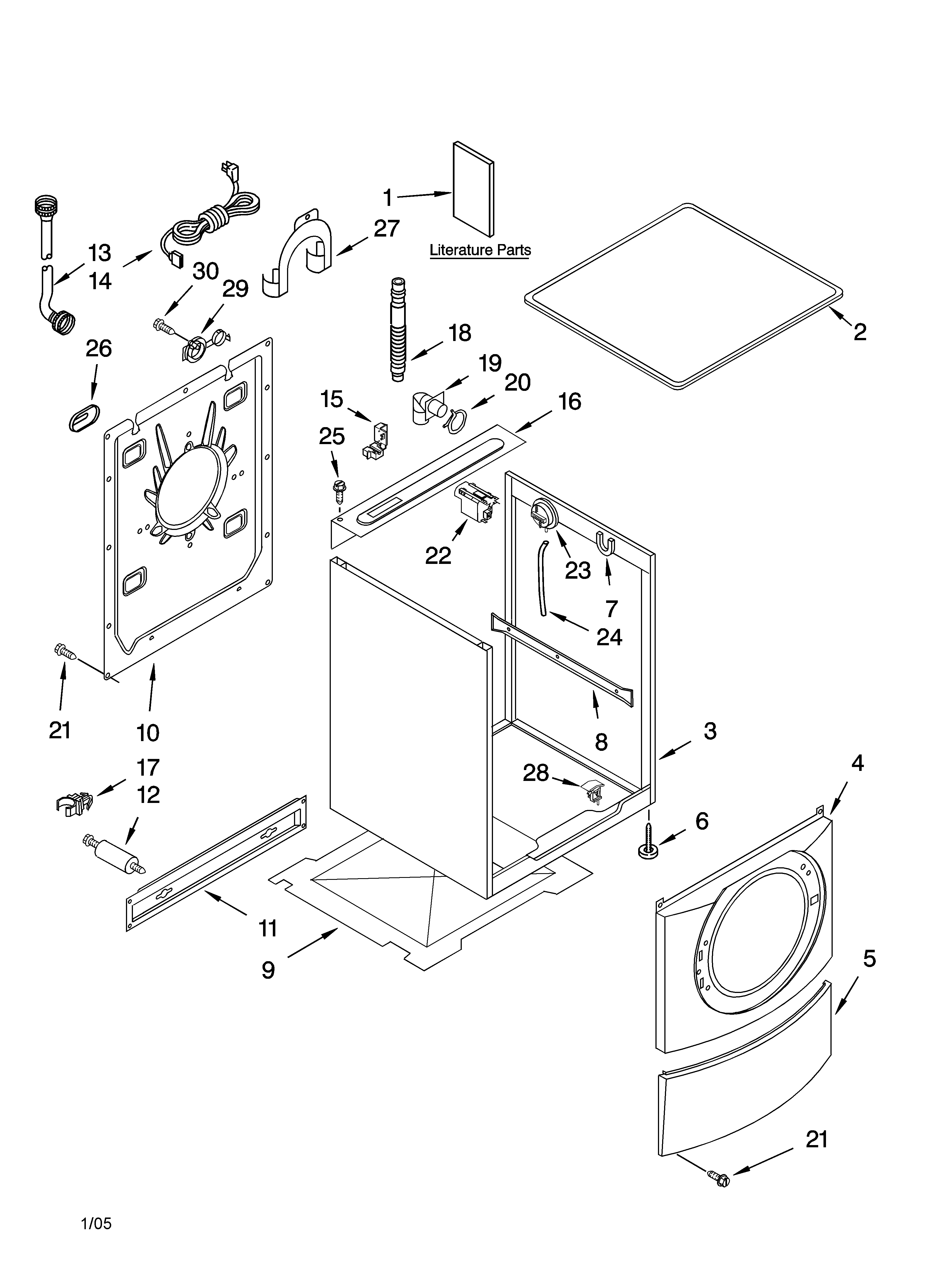 Kenmore Elite 11045962400 top and cabinet parts diagram