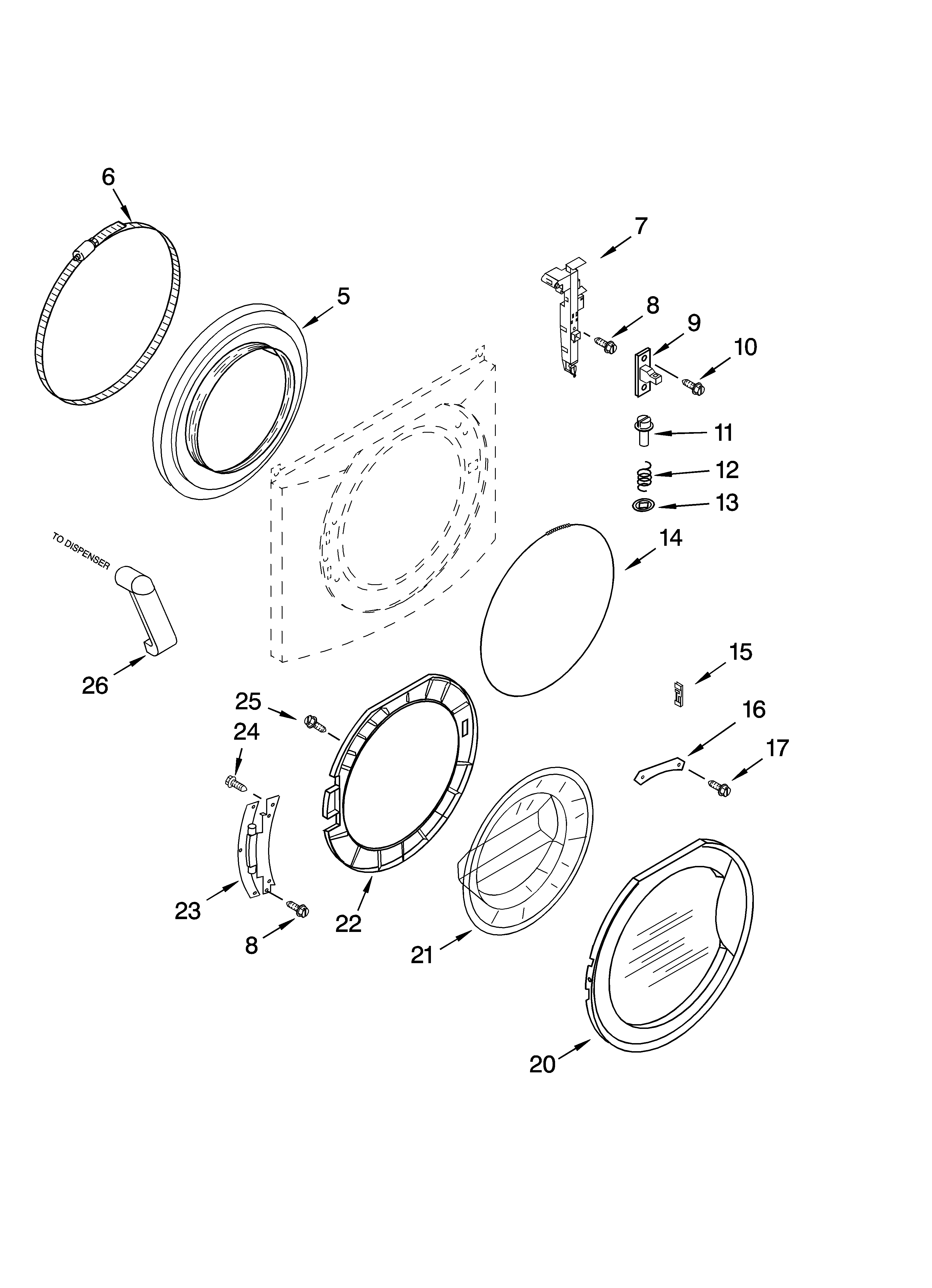 Kenmore Elite 11045962400 door and latch parts diagram