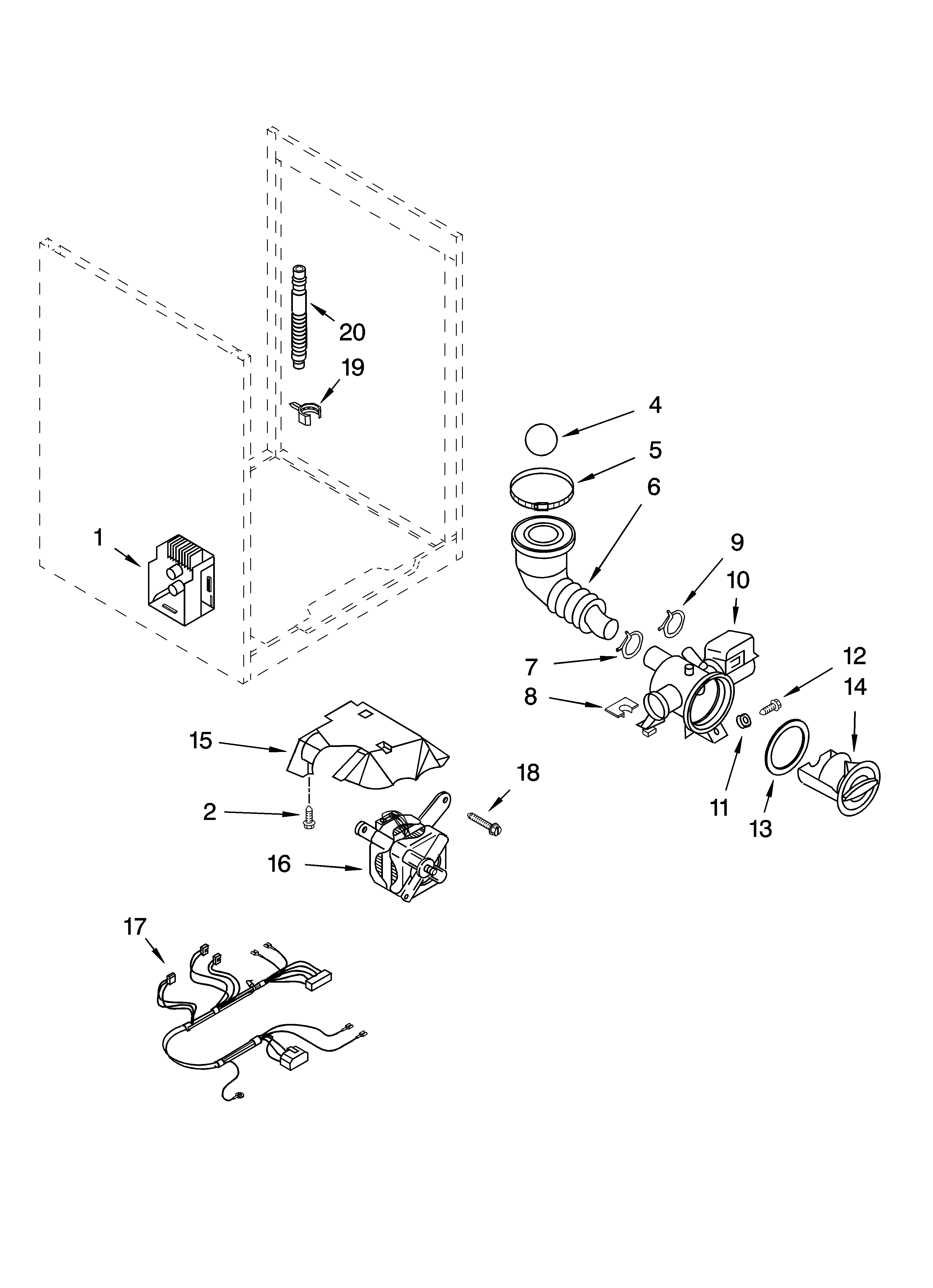 Kenmore Elite 11045962400 pump and motor parts, optional parts (not included) diagram