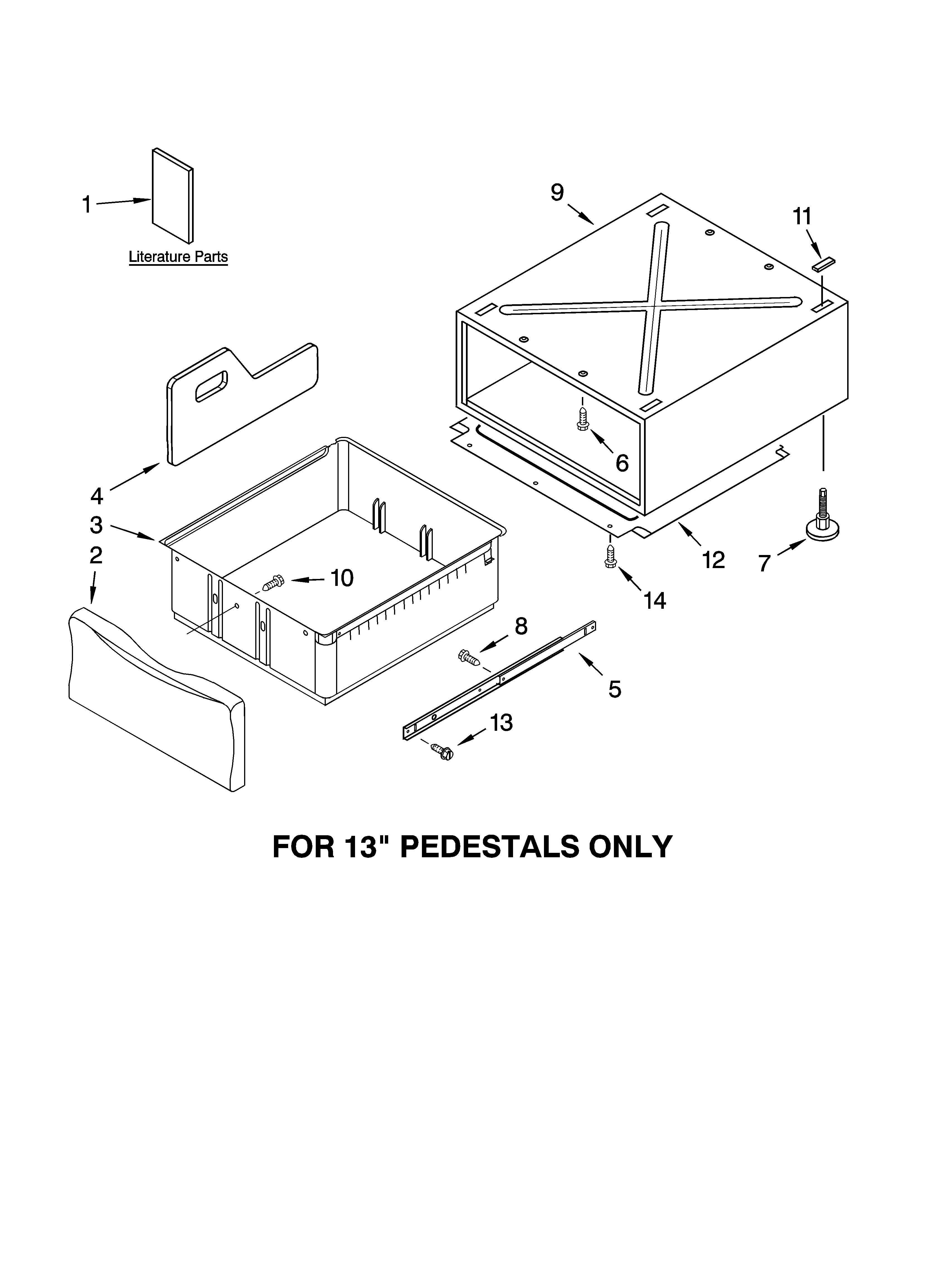 Kenmore Elite 11045962400 pedestal parts (not included) (for 13`` pedestals only diagram