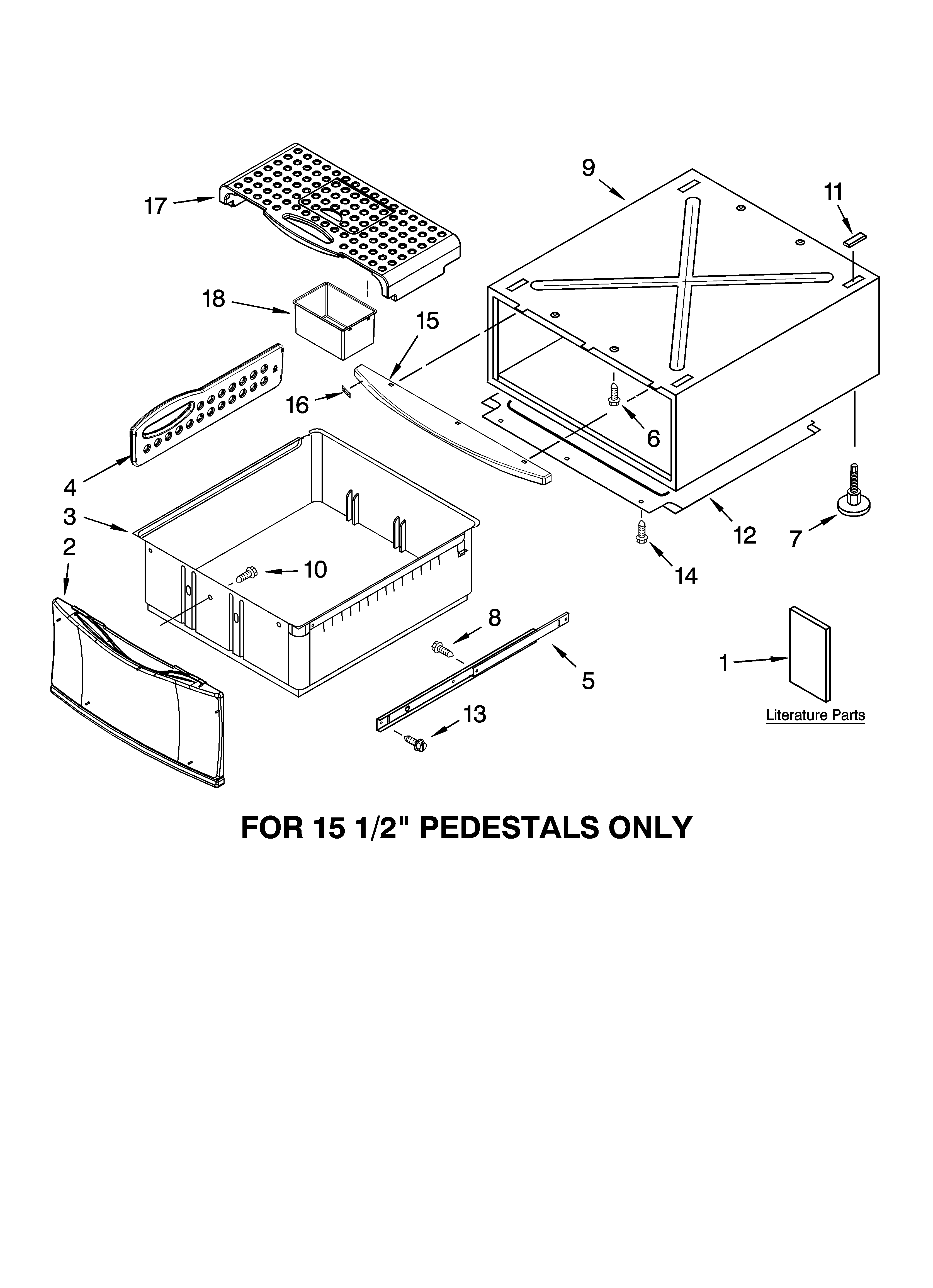 Kenmore Elite 11045962400 pedestal parts (not included) (for 15 1/2`` pedestals diagram