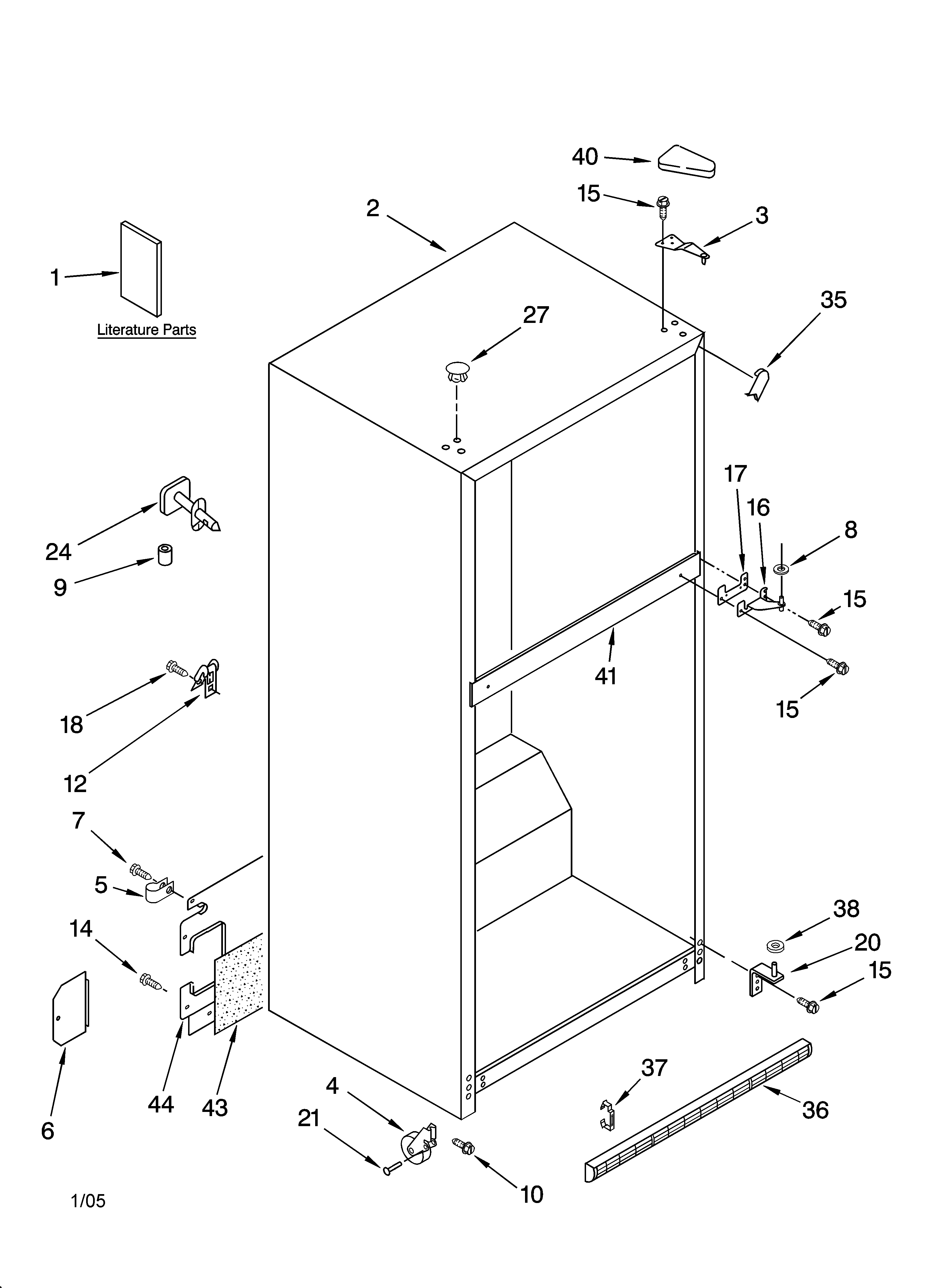 Kenmore 10664264401 cabinet parts diagram