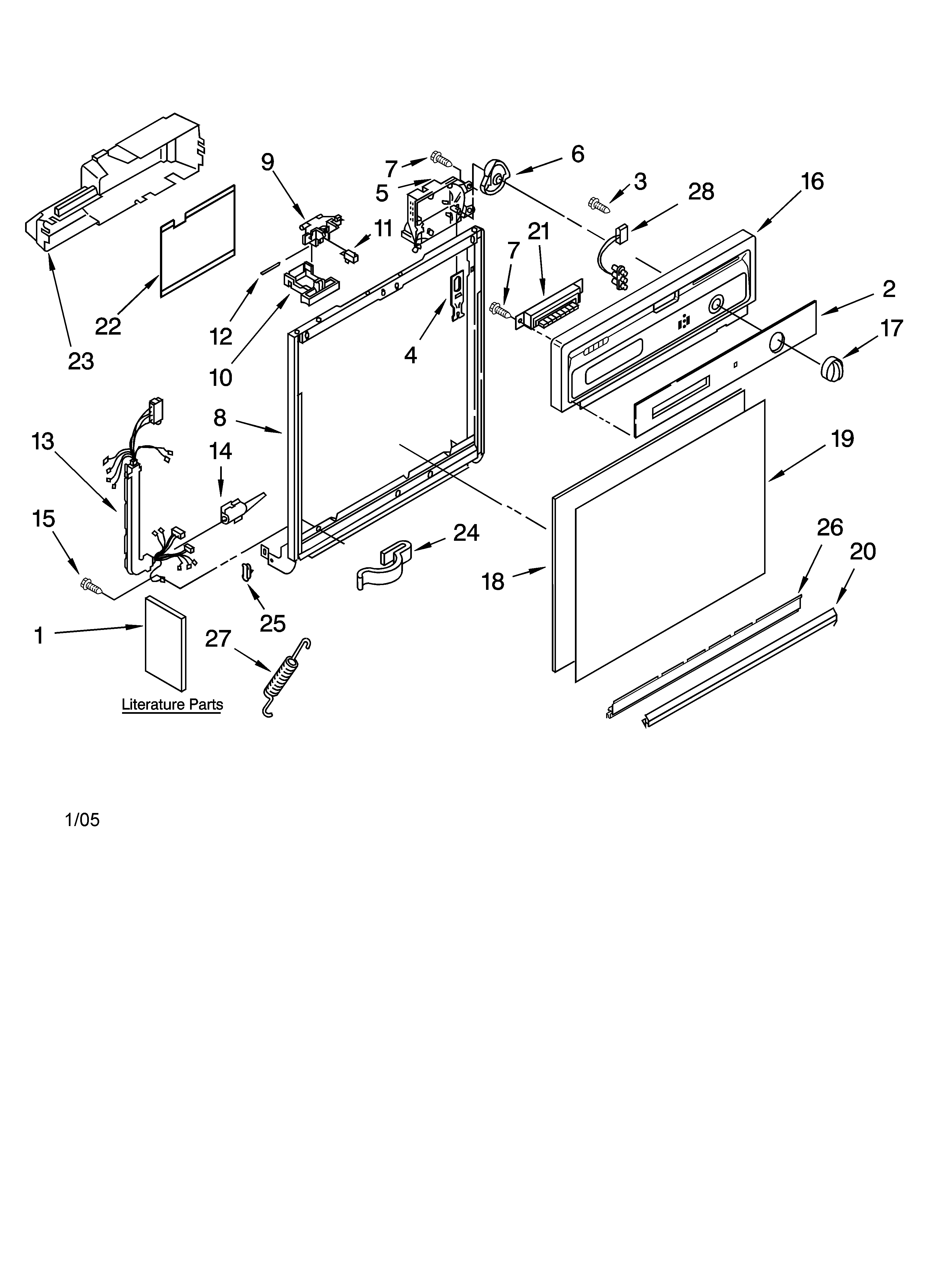 Kenmore 66517722002 frame and console parts diagram