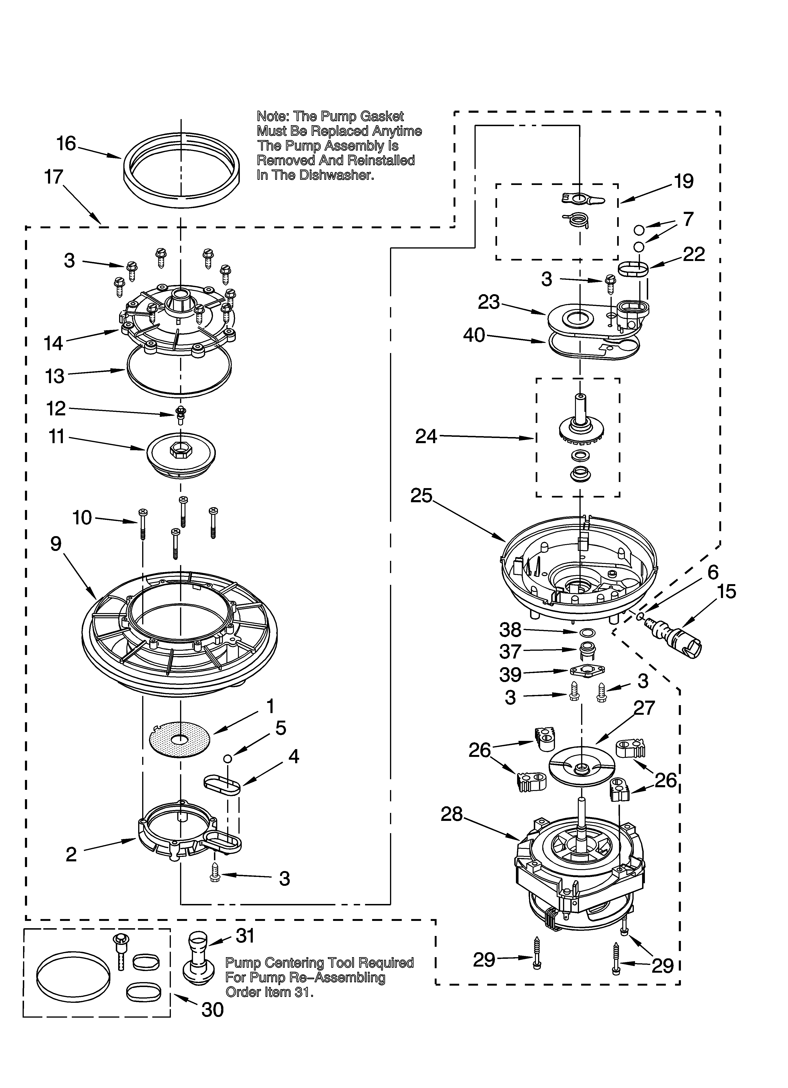 Kenmore 66517722002 pump and motor parts diagram