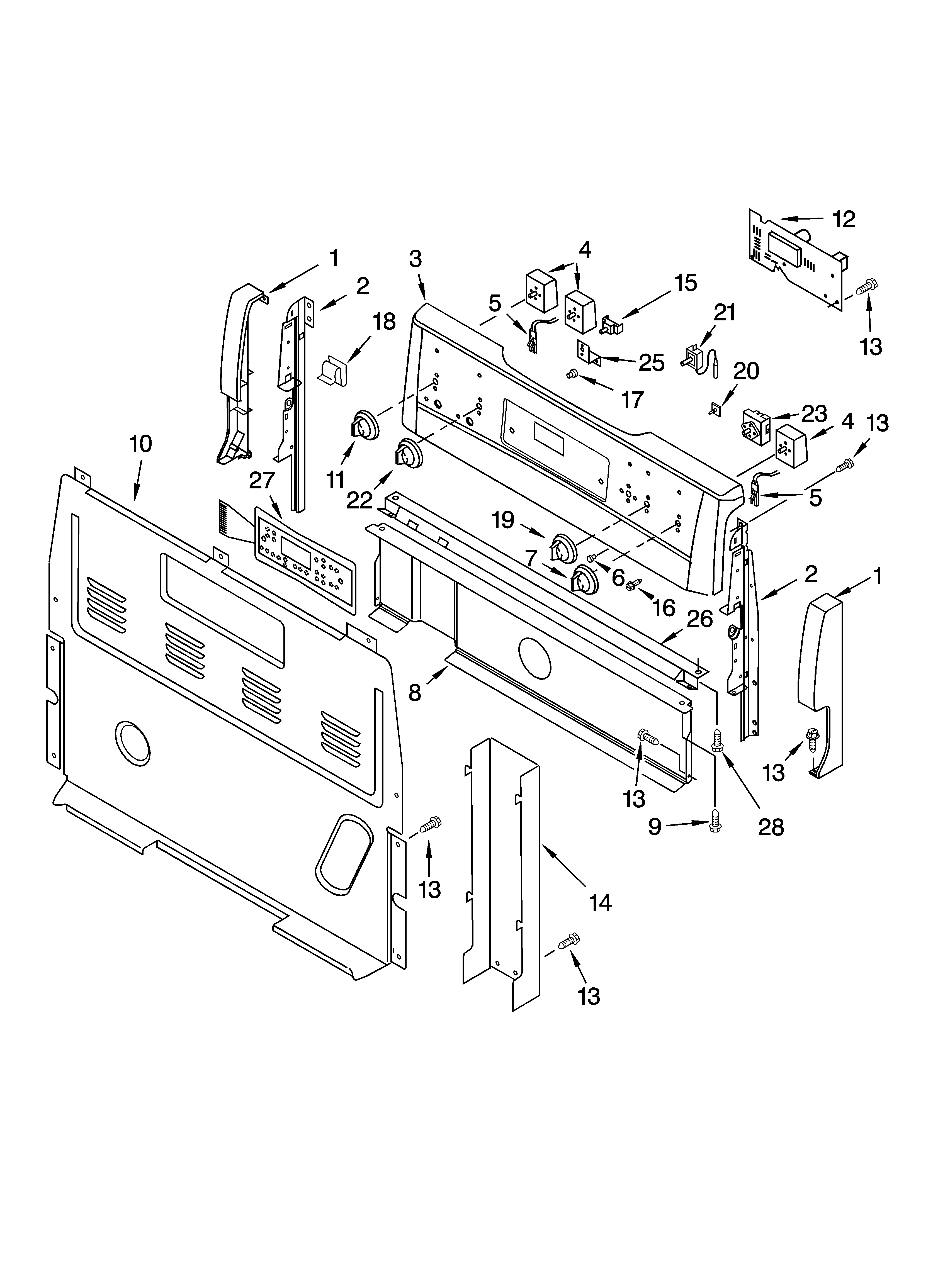 Kenmore 66592179301 control panel parts diagram