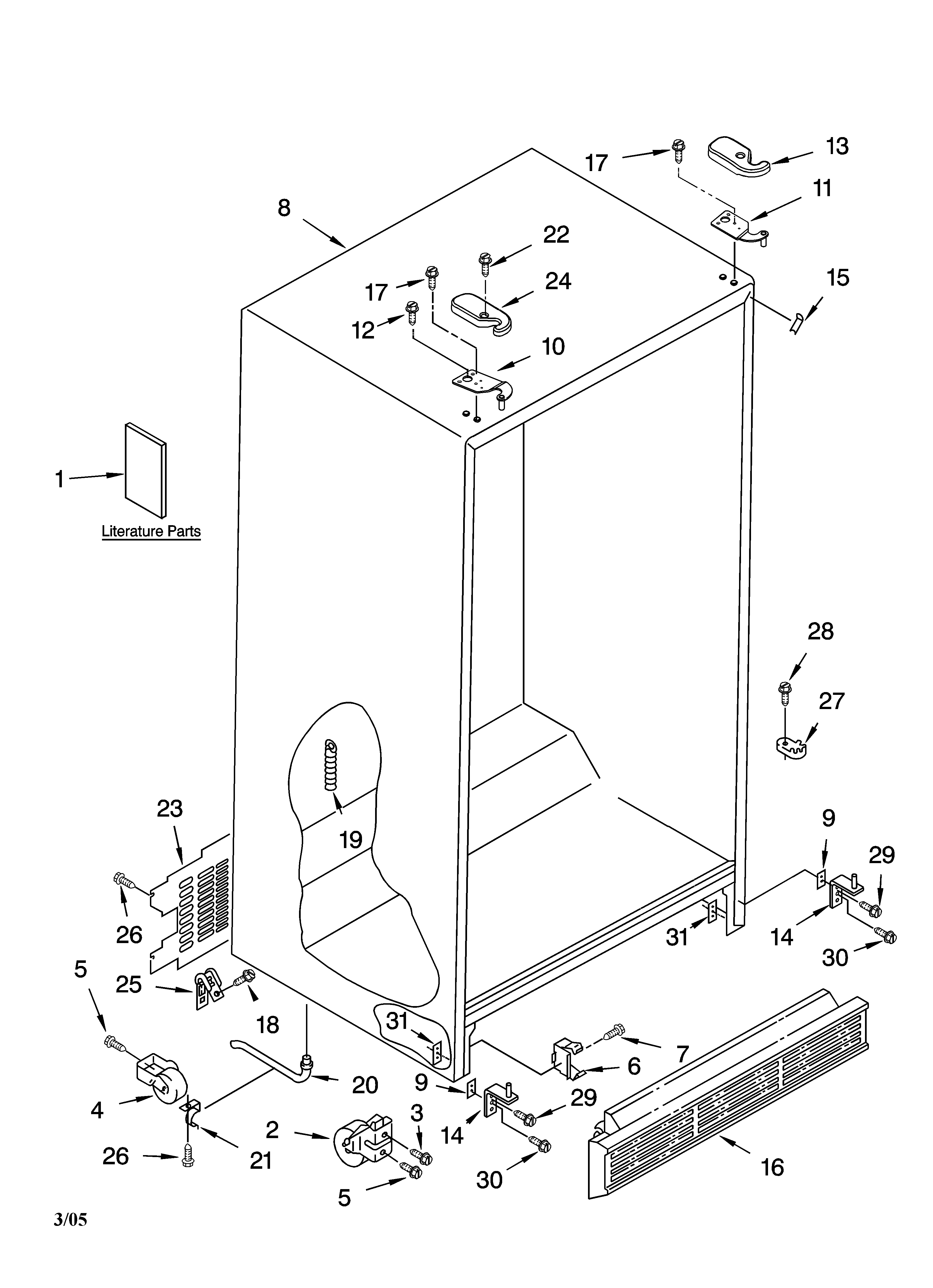 Kenmore 10658212400 cabinet parts diagram