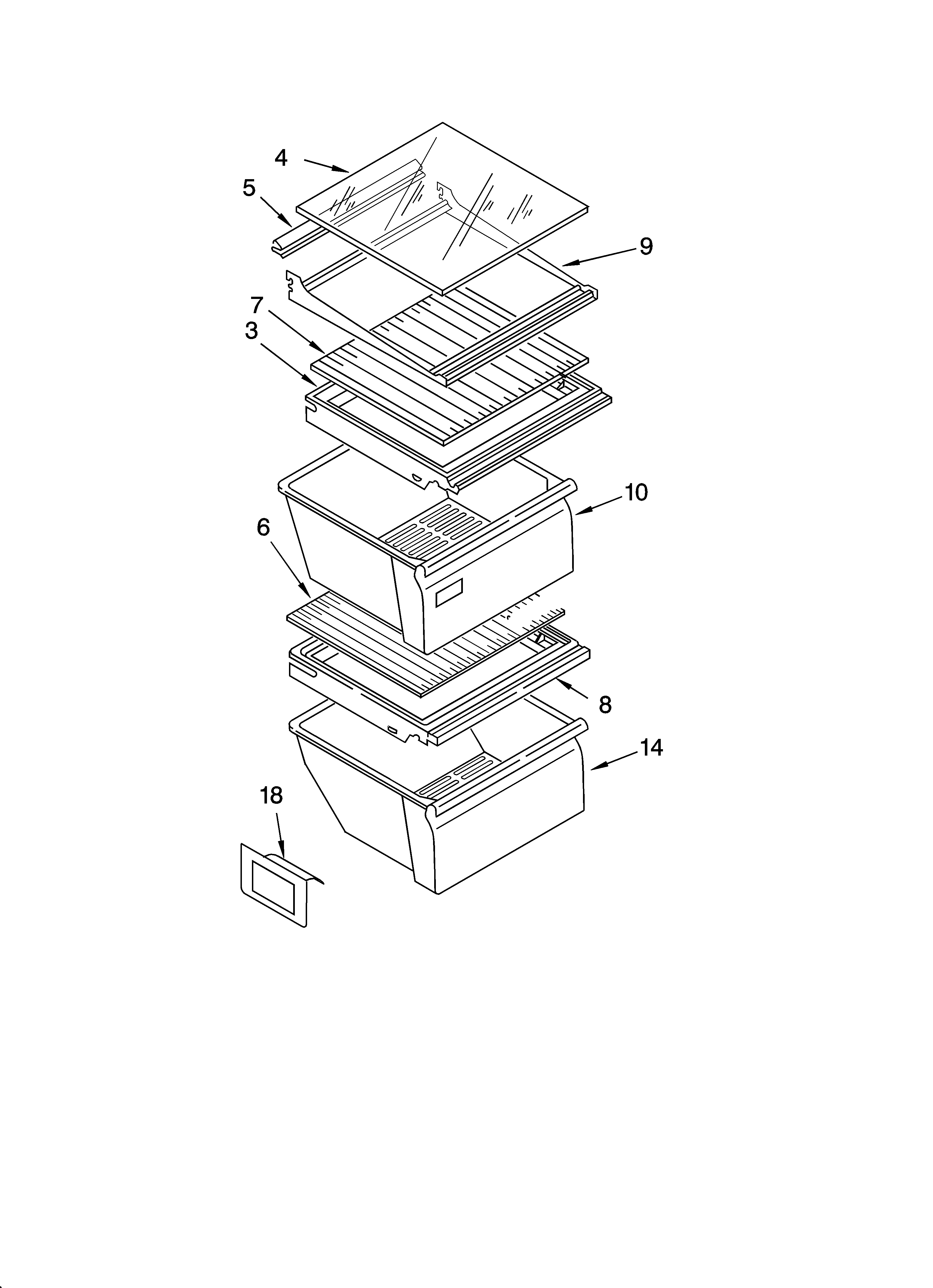 Kenmore 10658212400 refrigerator shelf parts diagram