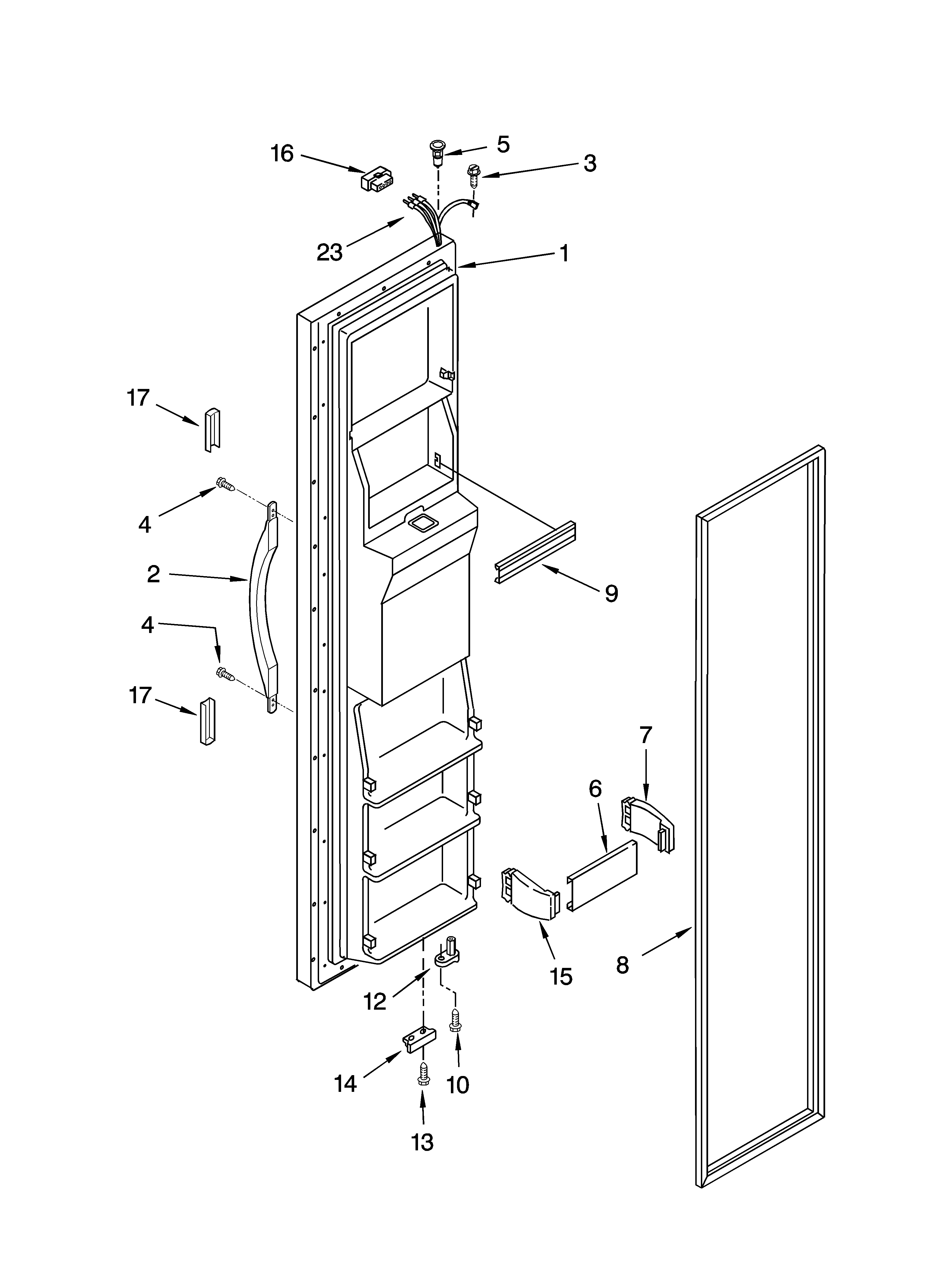Kenmore 10658212400 freezer door parts diagram