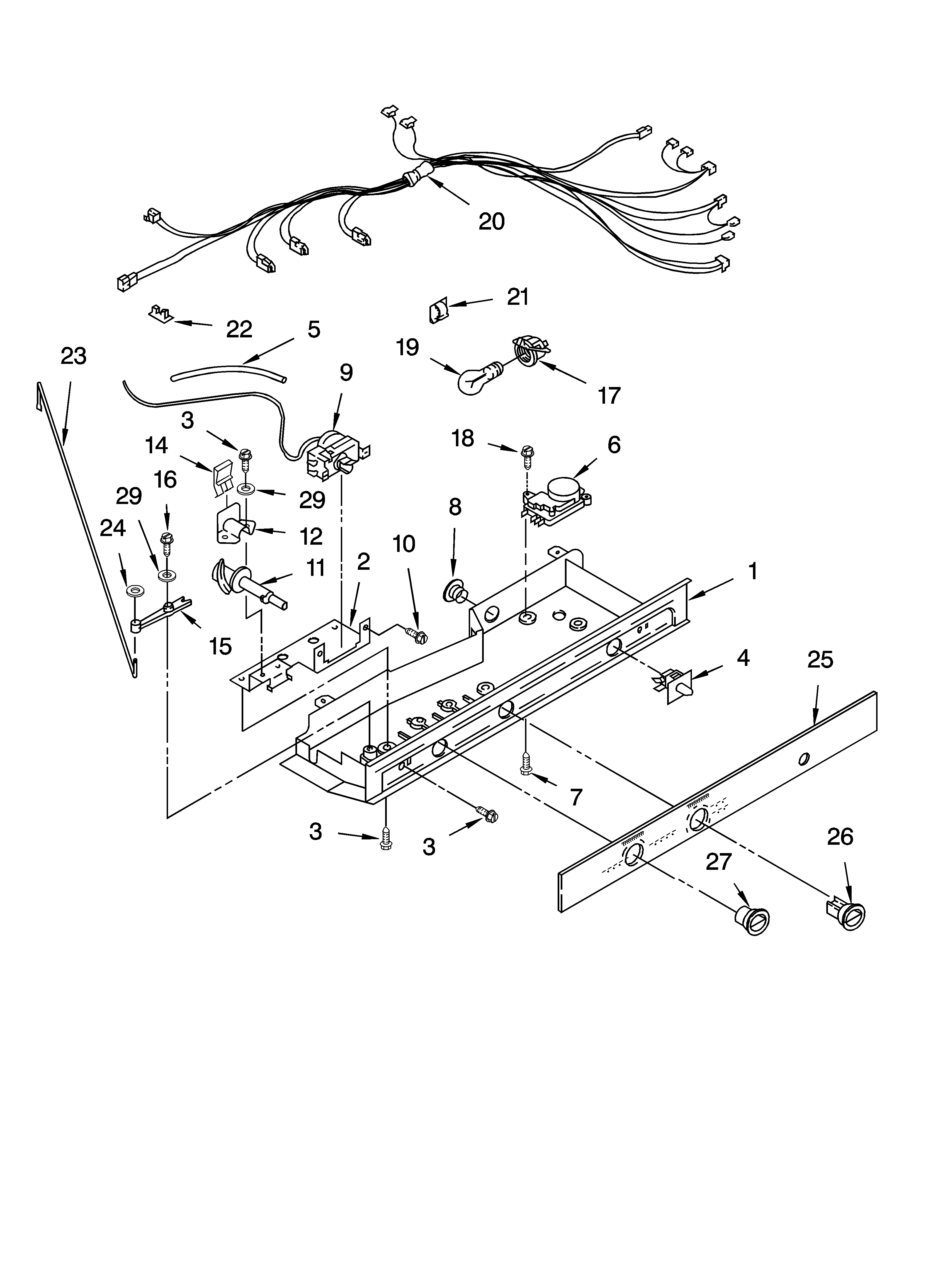 Kenmore 10658212400 control parts, parts not illustrated diagram