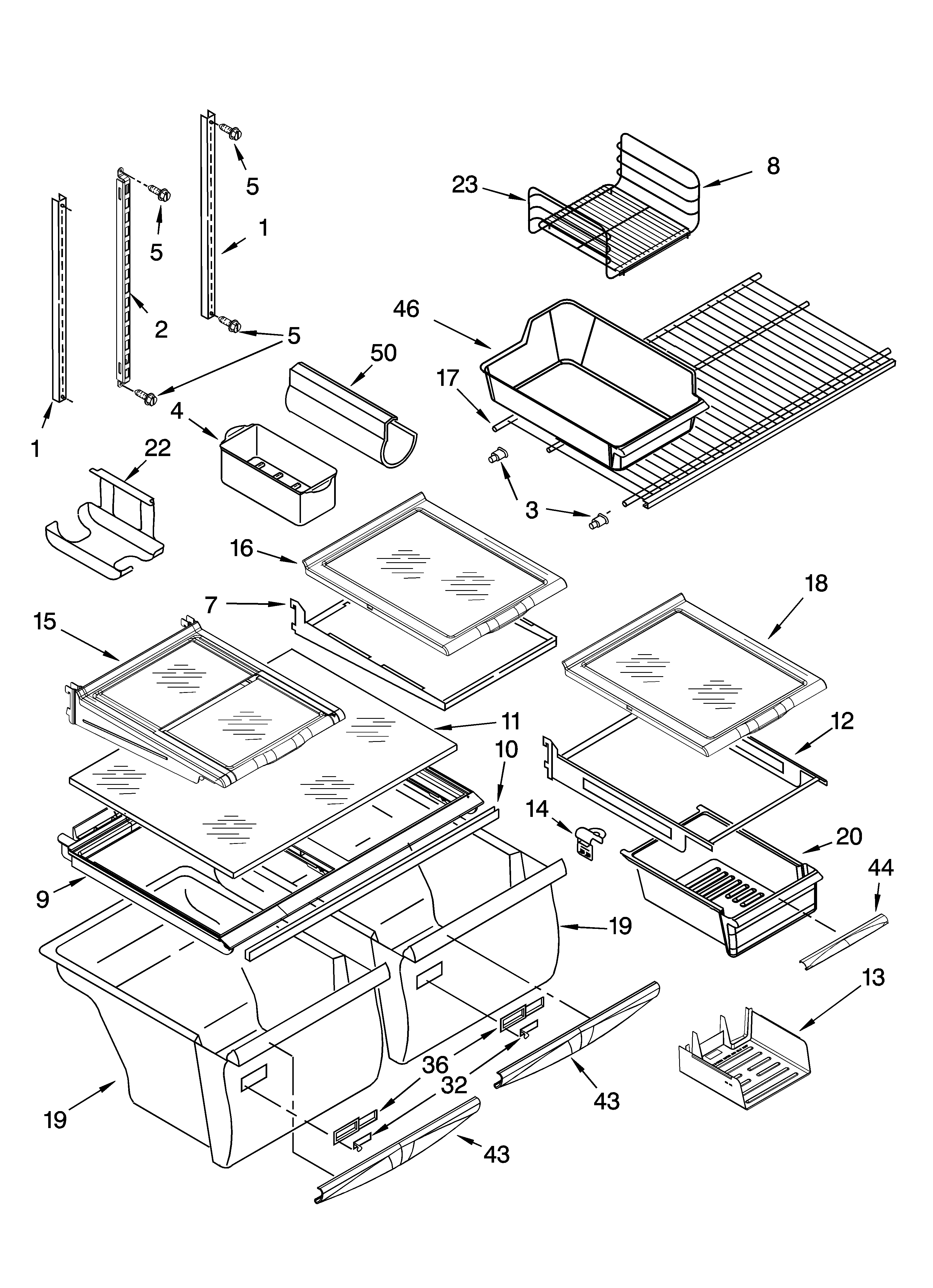 Kenmore Elite 10674206401 shelf parts diagram