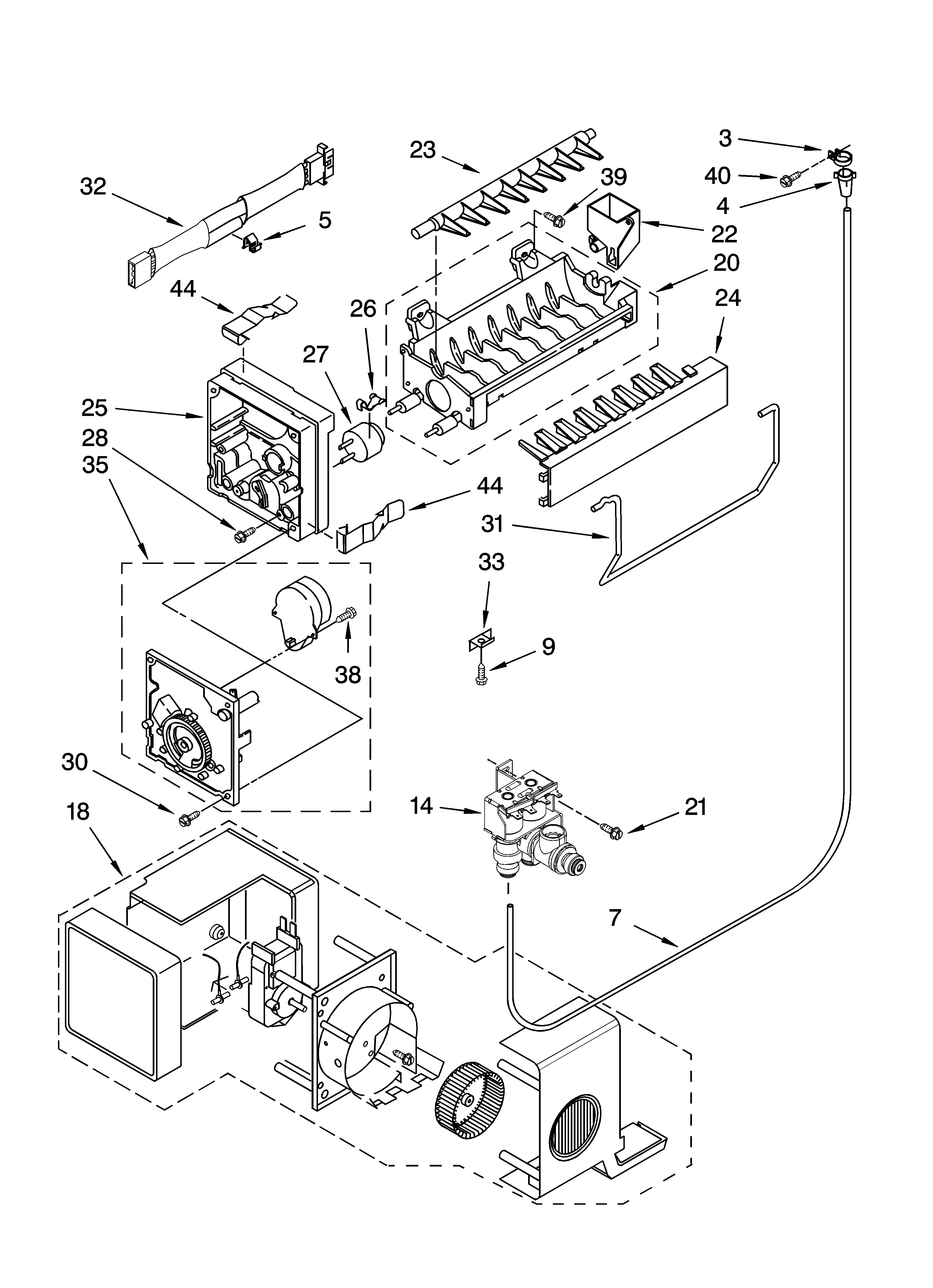 Kenmore Elite 10674206401 icemaker parts diagram