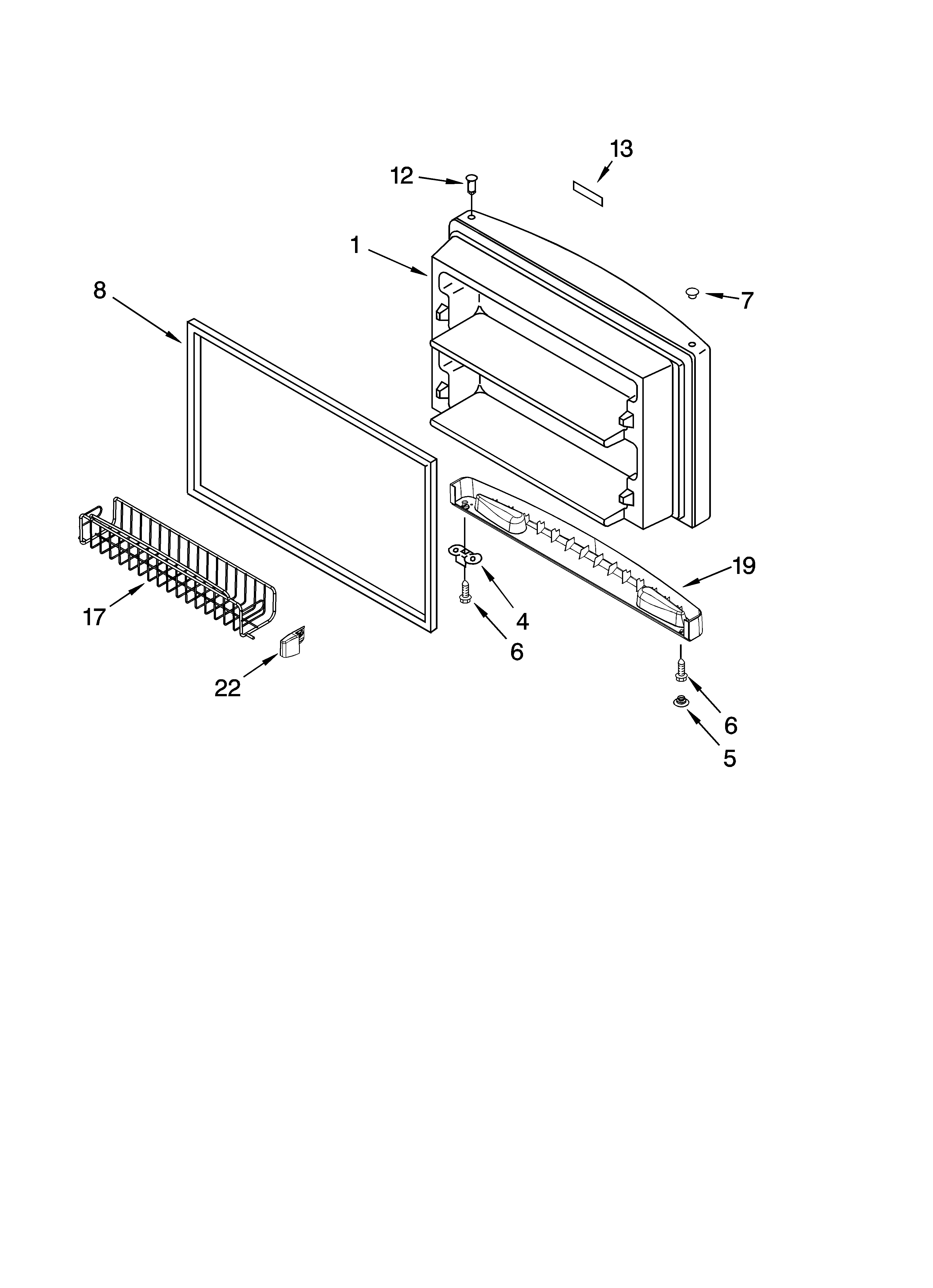 Kenmore Elite 10674206401 freezer door parts diagram