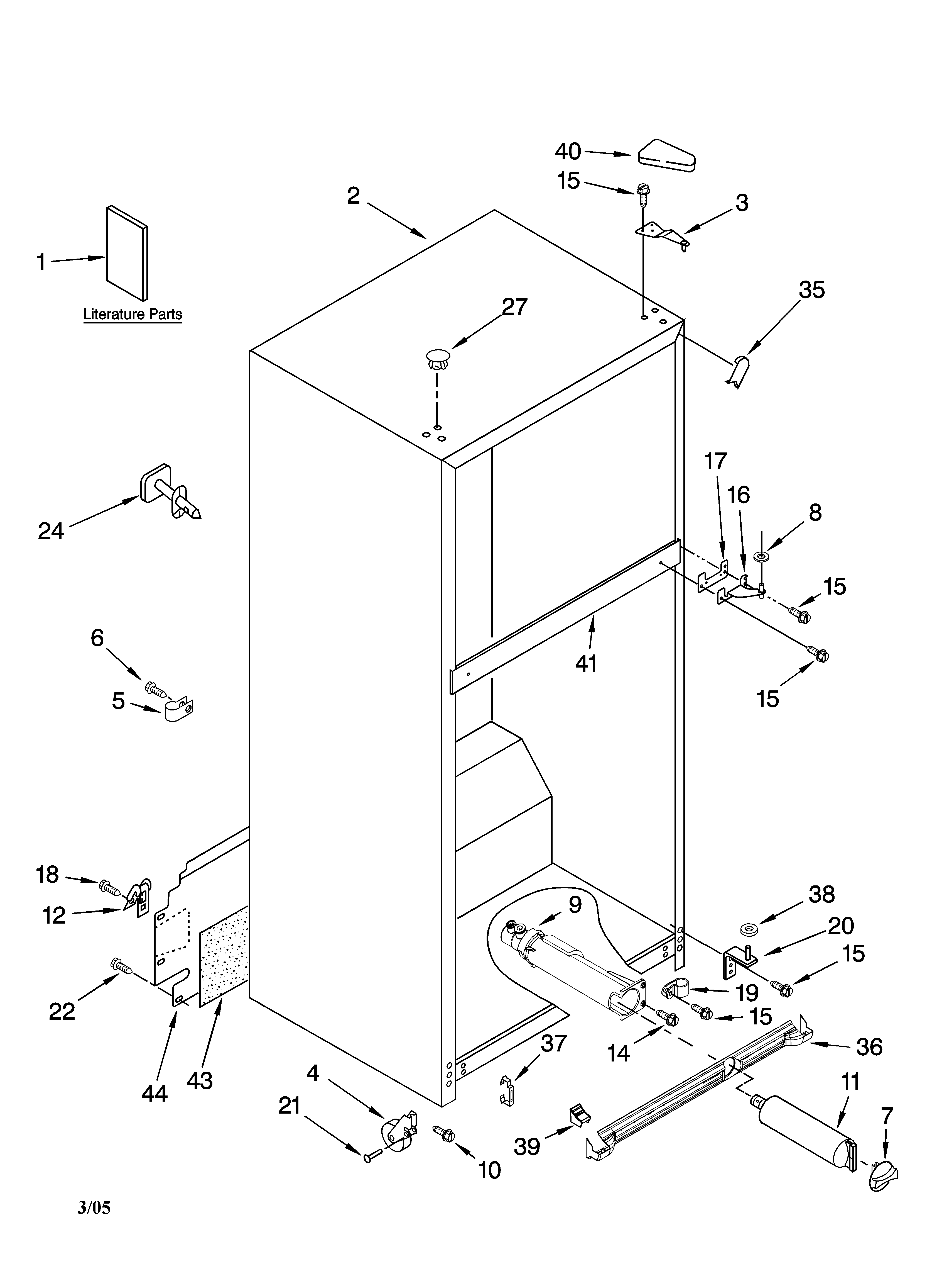 Kenmore Elite 10674916401 cabinet parts diagram