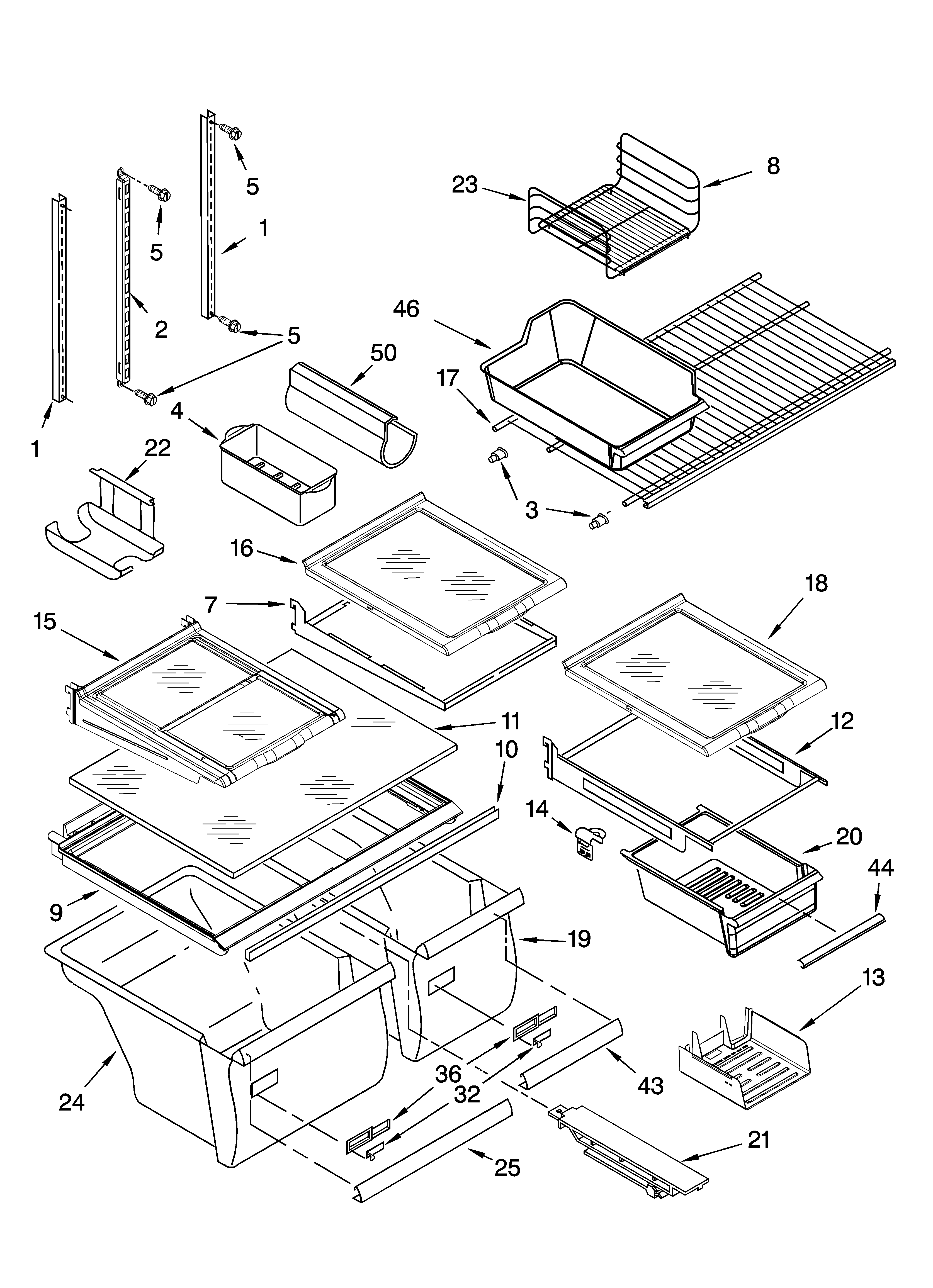 Kenmore Elite 10674916401 shelf parts diagram