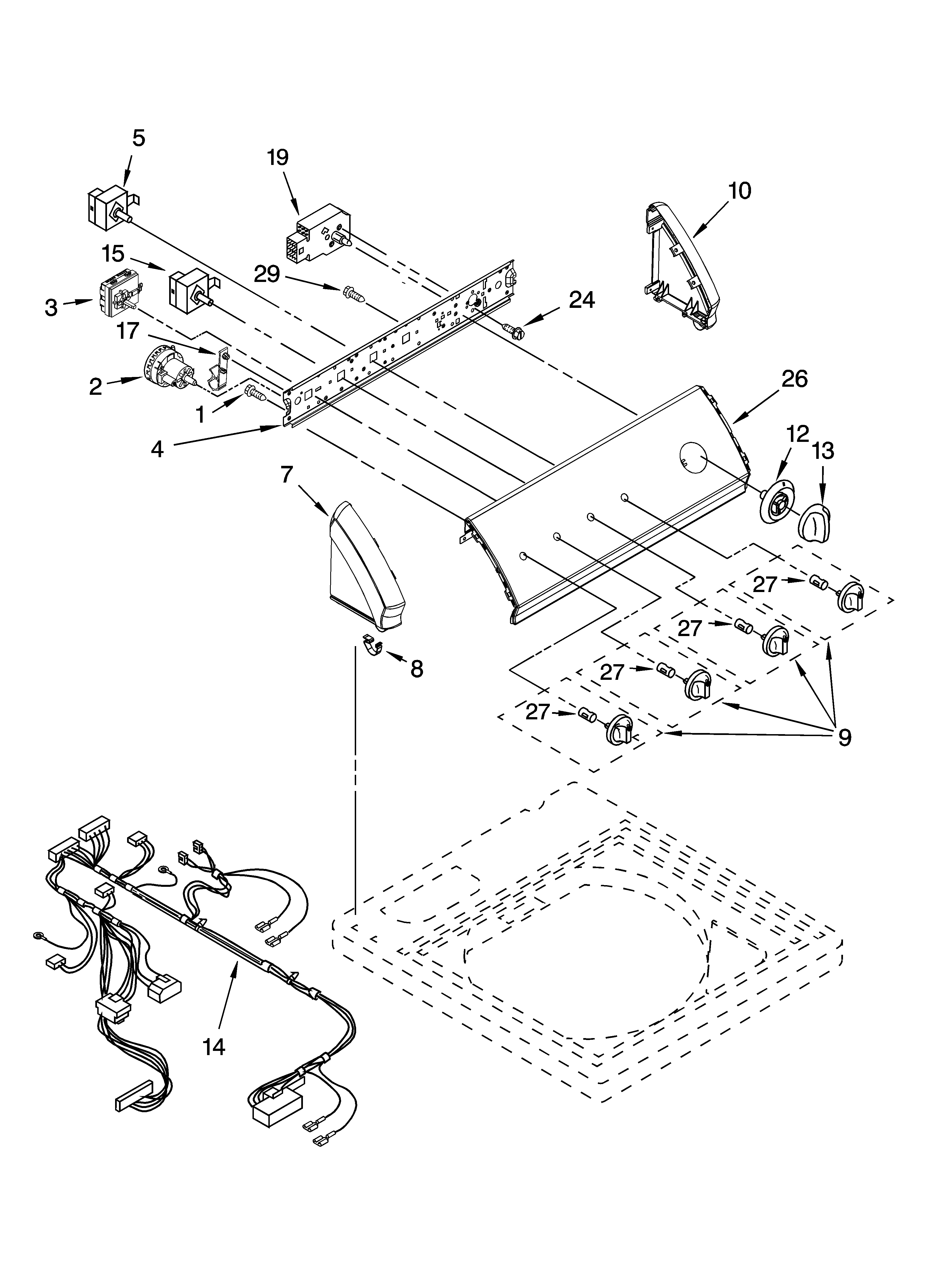 Kenmore 11016882500 control panel parts diagram