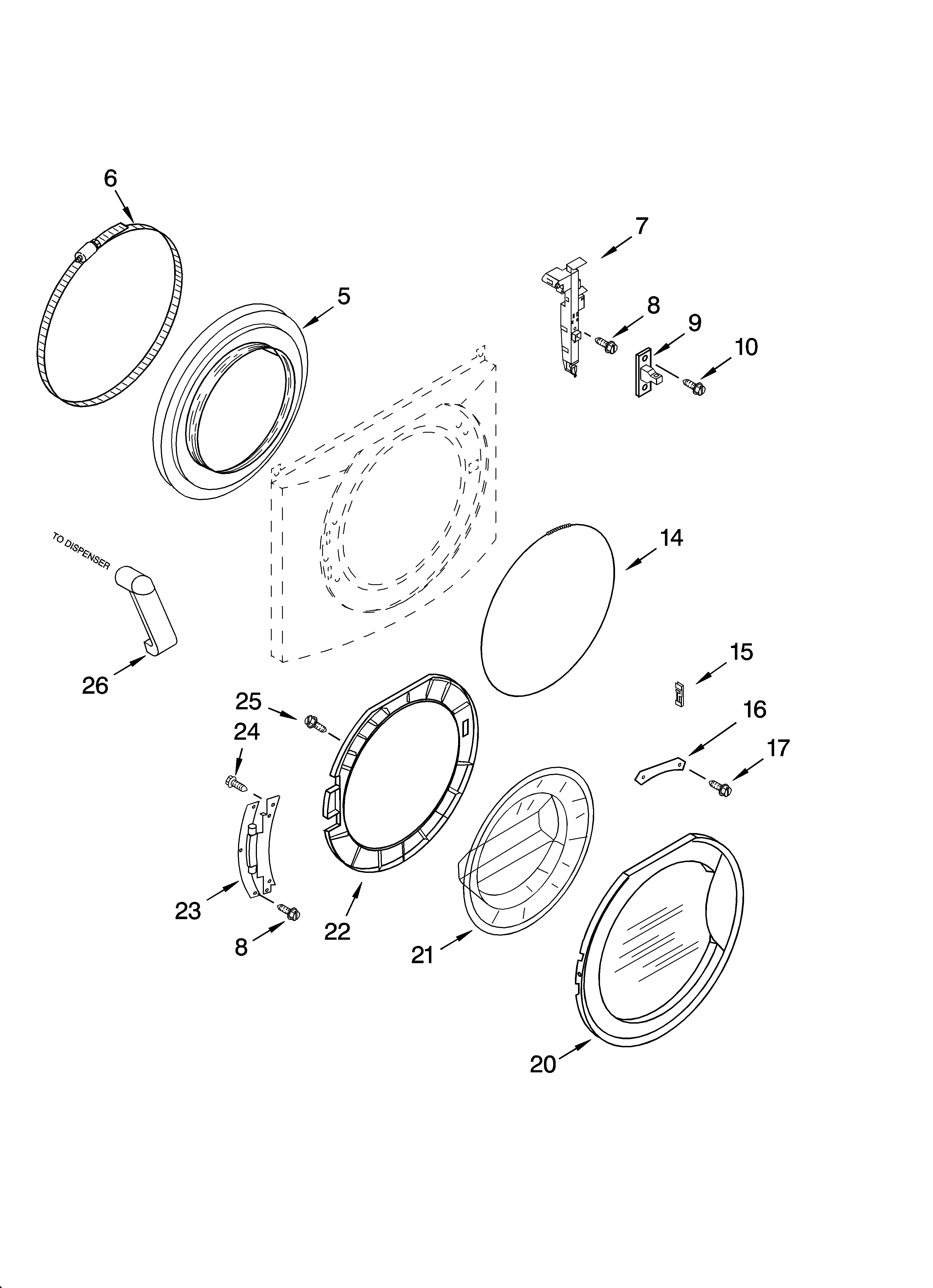 Kenmore Elite 11045992400 door and latch parts diagram