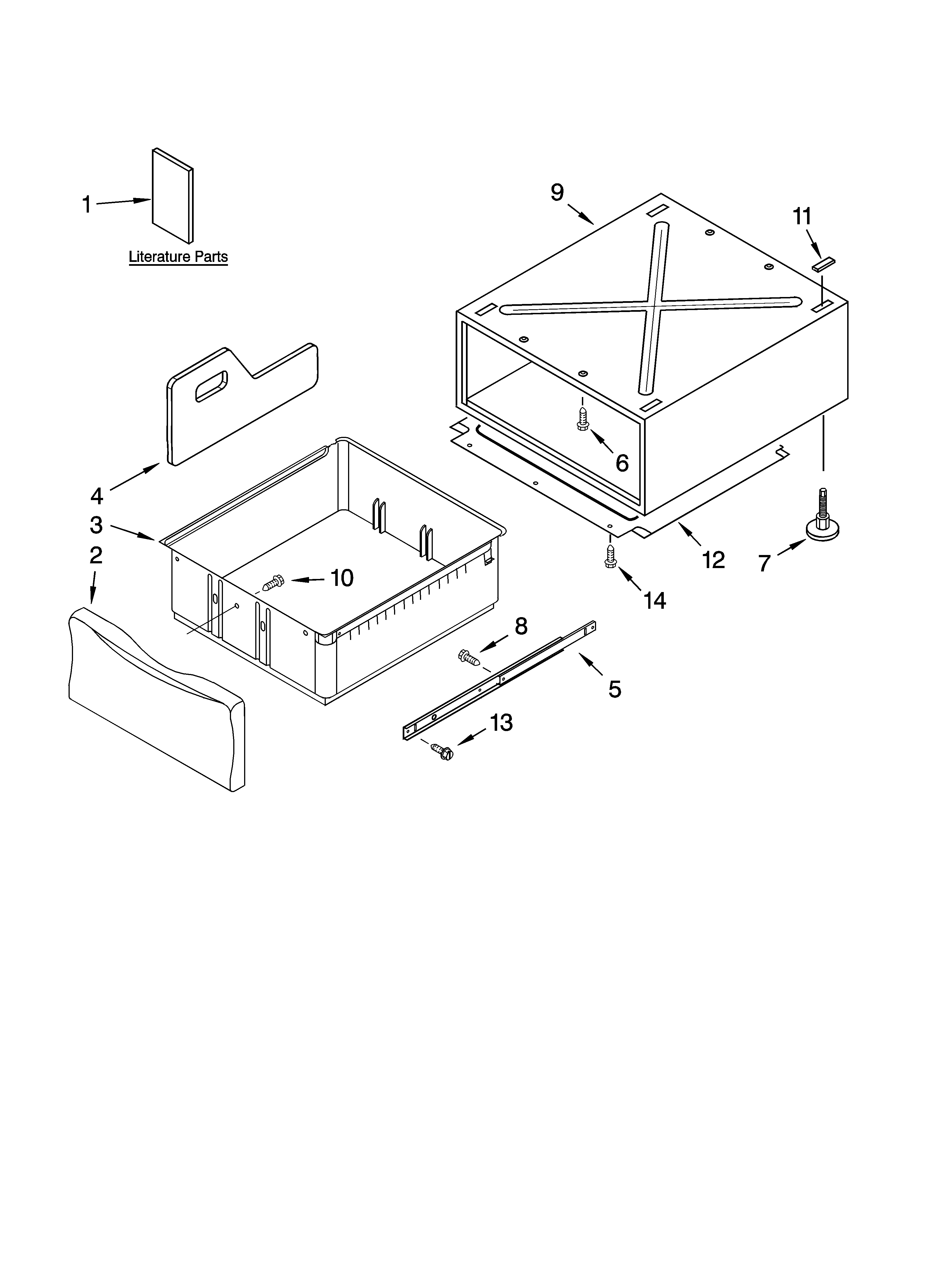 Kenmore 11085091400 pedestal parts (not included) (for 13`` pedestals only diagram