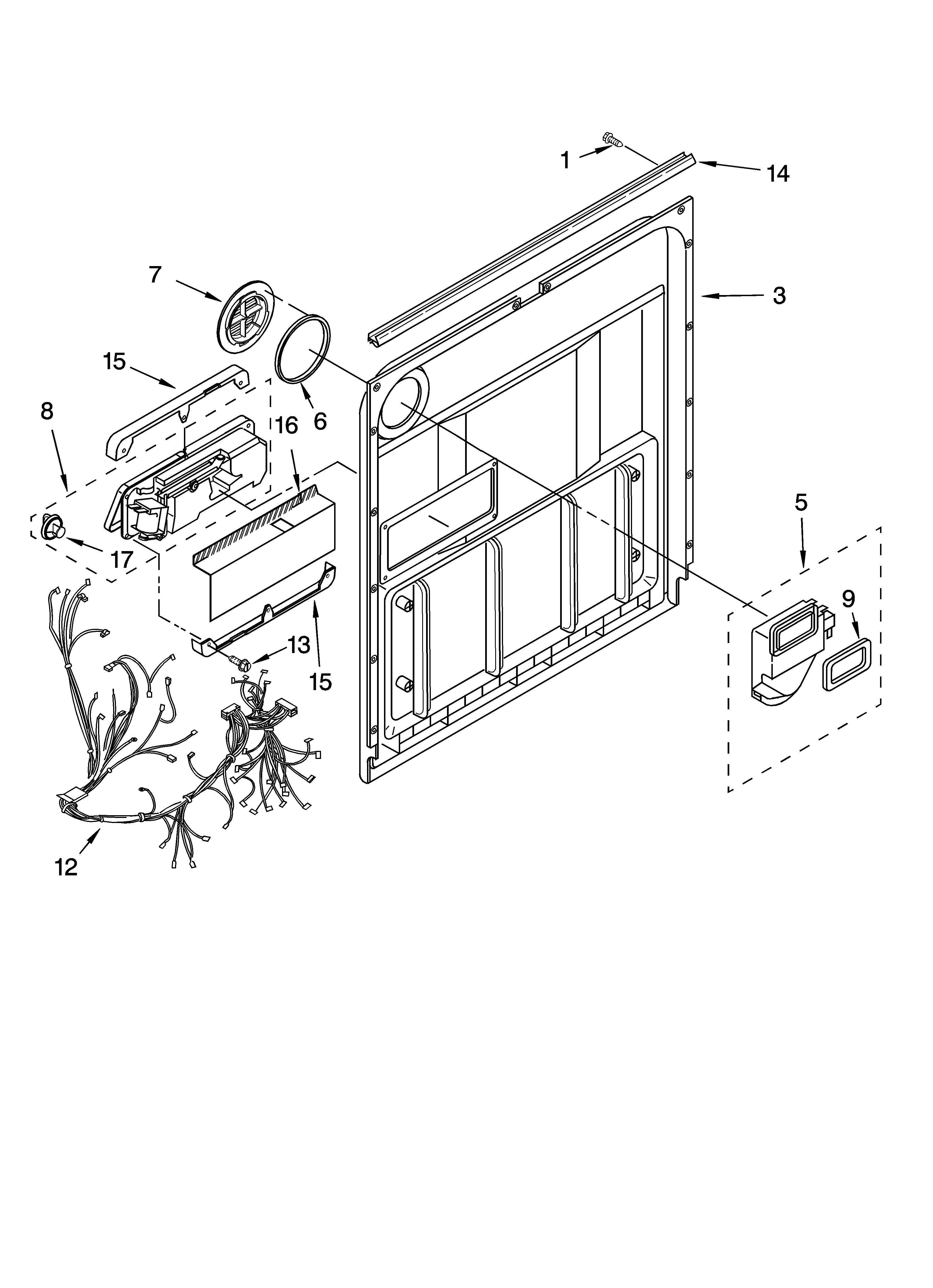 Kenmore 66517352301 door and latch parts diagram
