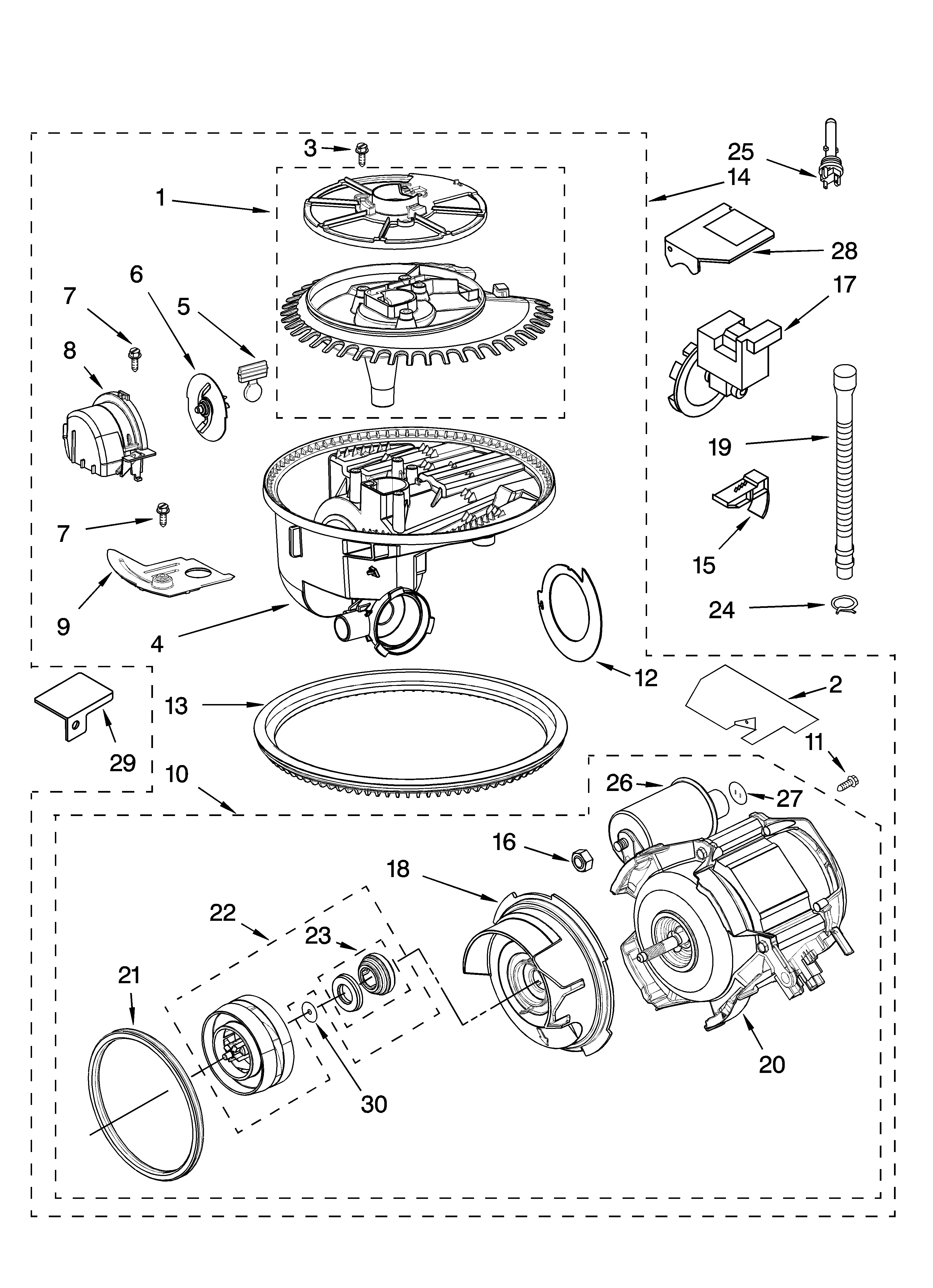 Kenmore 66517352301 pump and motor parts diagram